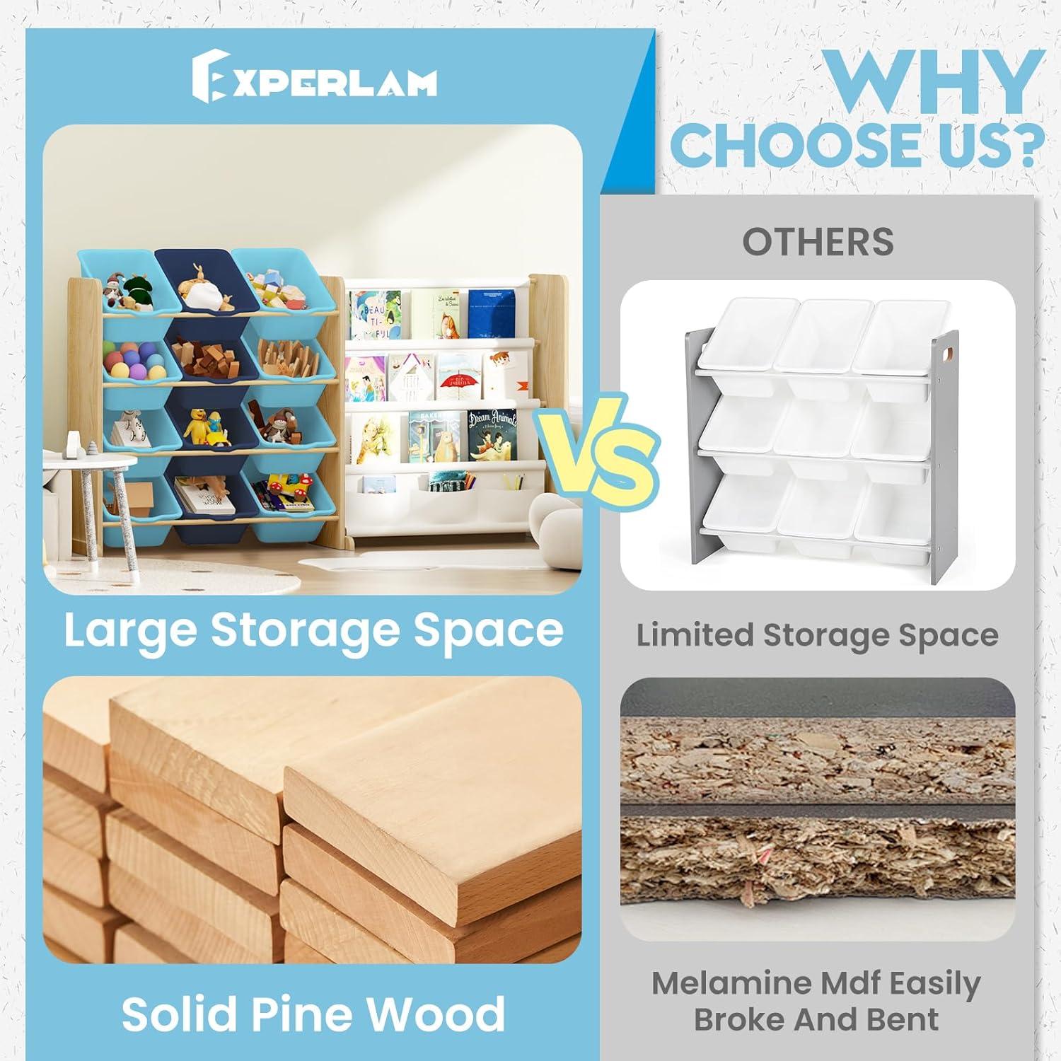 Organizador de Juguetes EXPERLAM con 12 Contenedores y 4 Estantes