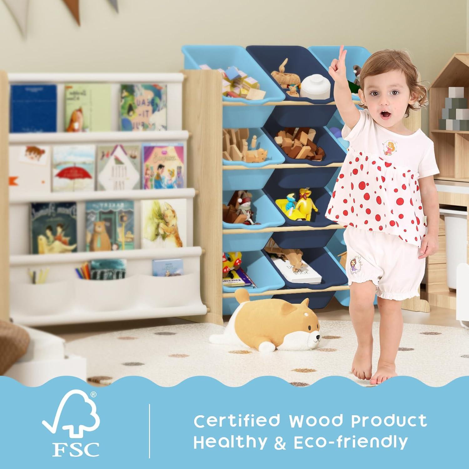 Organizador de Juguetes EXPERLAM con 12 Contenedores y 4 Estantes