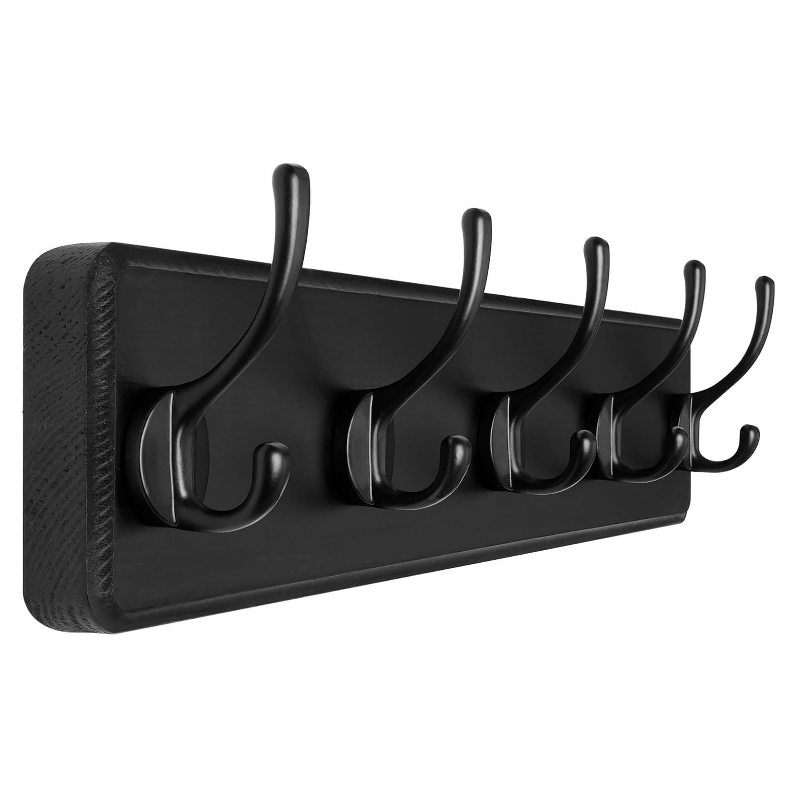 Perchero de Pared Rústico SKOLOO con 5 Ganchos de Madera