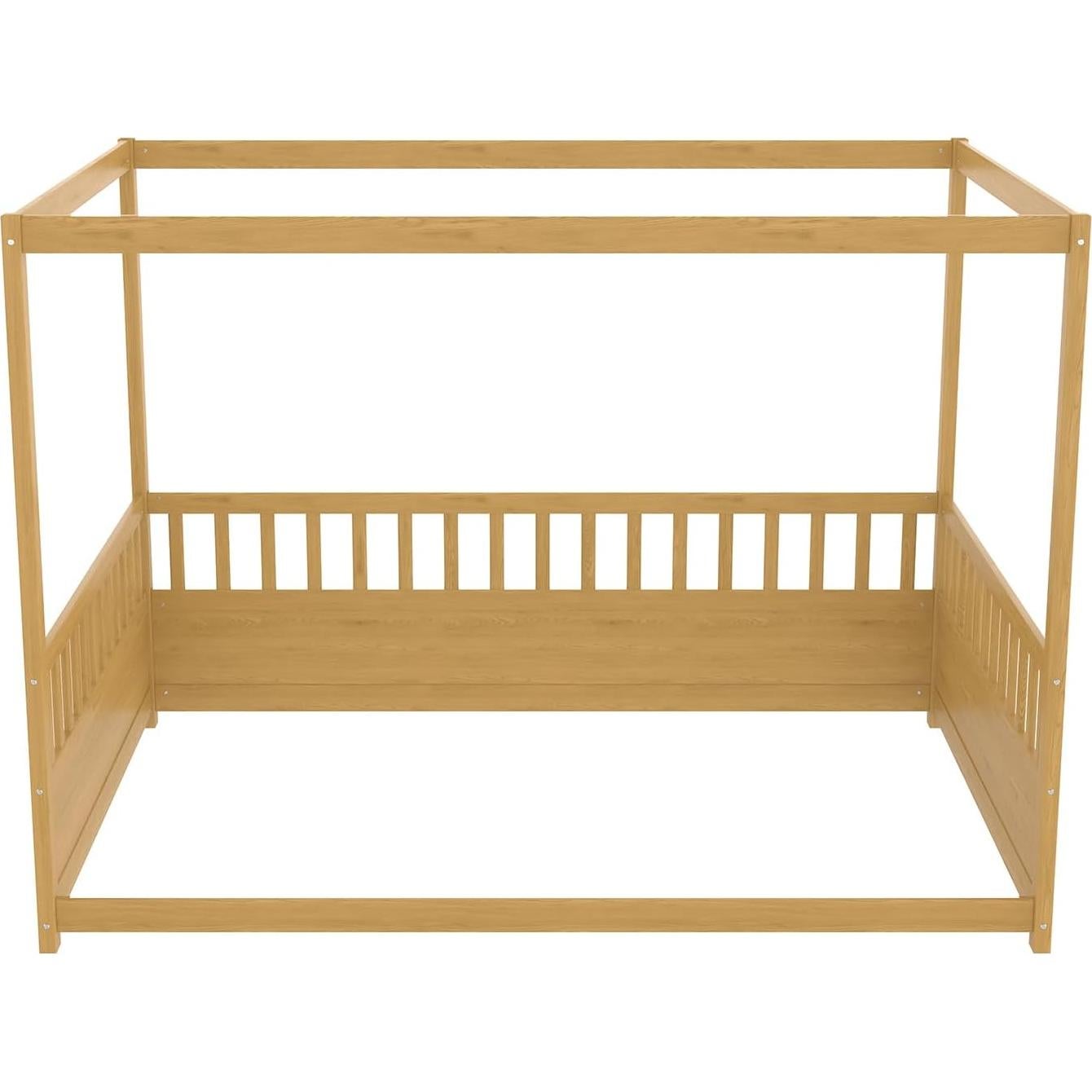 Cama de Piso Montessori NUPczxg de Madera Natural 144.5x195.2 cm