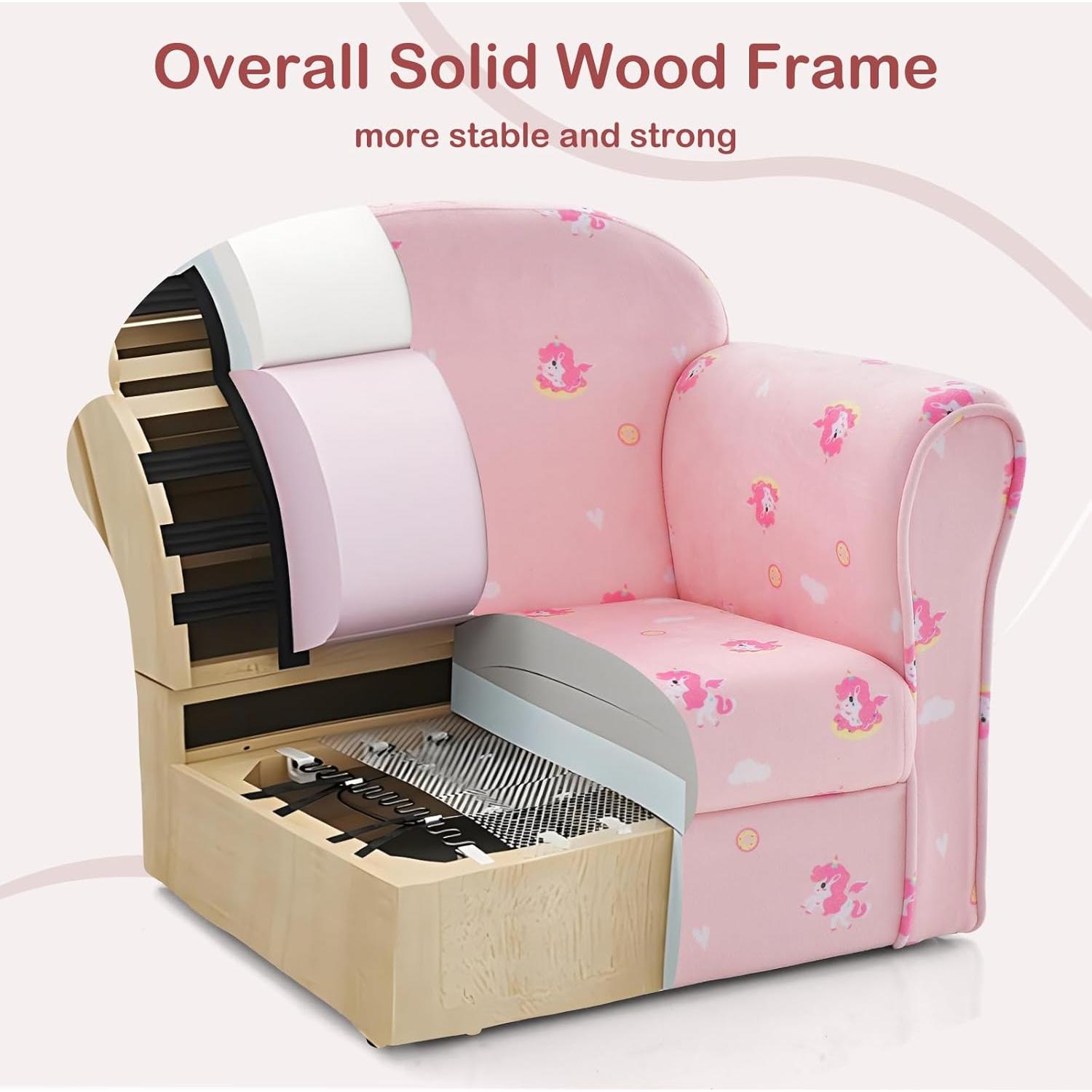 Sofá INFANS para Niños Unicornio, Madera Resistente, 38x43x51cm