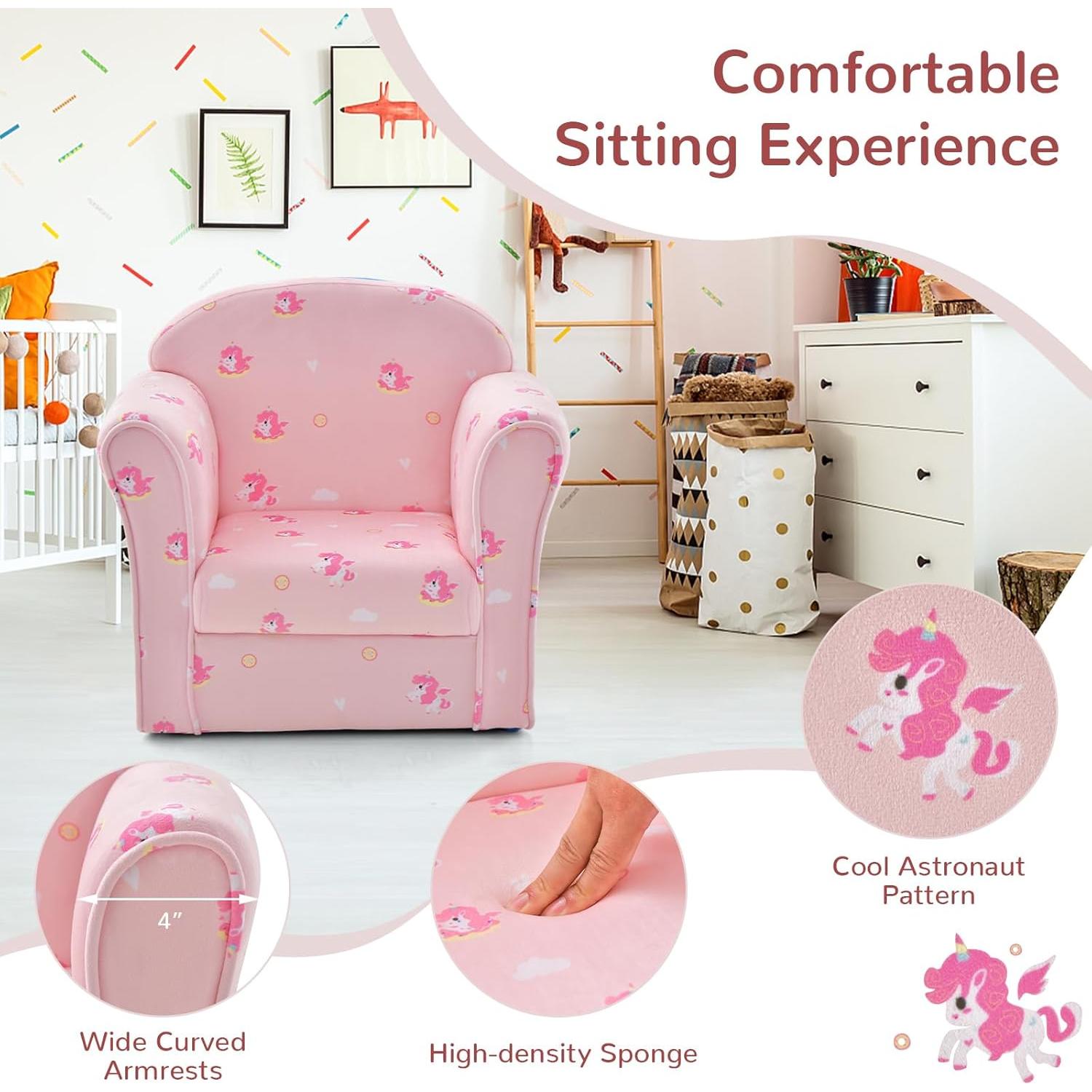 Sofá INFANS para Niños Unicornio, Madera Resistente, 38x43x51cm