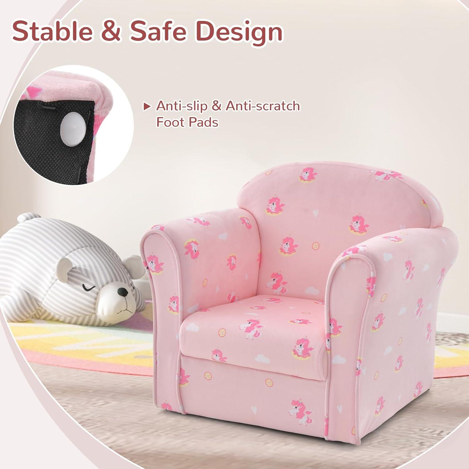 Sofá INFANS para Niños Unicornio, Madera Resistente, 38x43x51cm