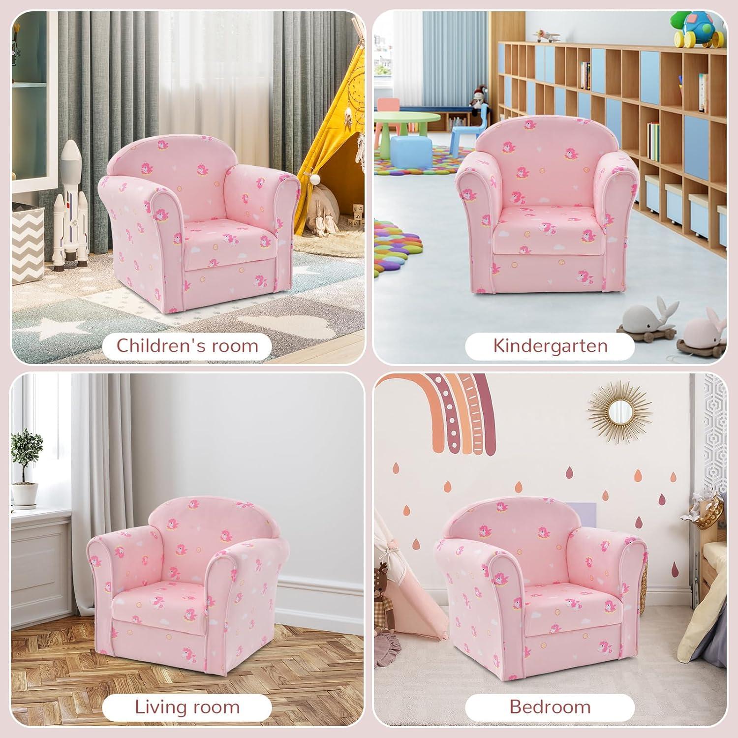 Sofá INFANS para Niños Unicornio, Madera Resistente, 38x43x51cm