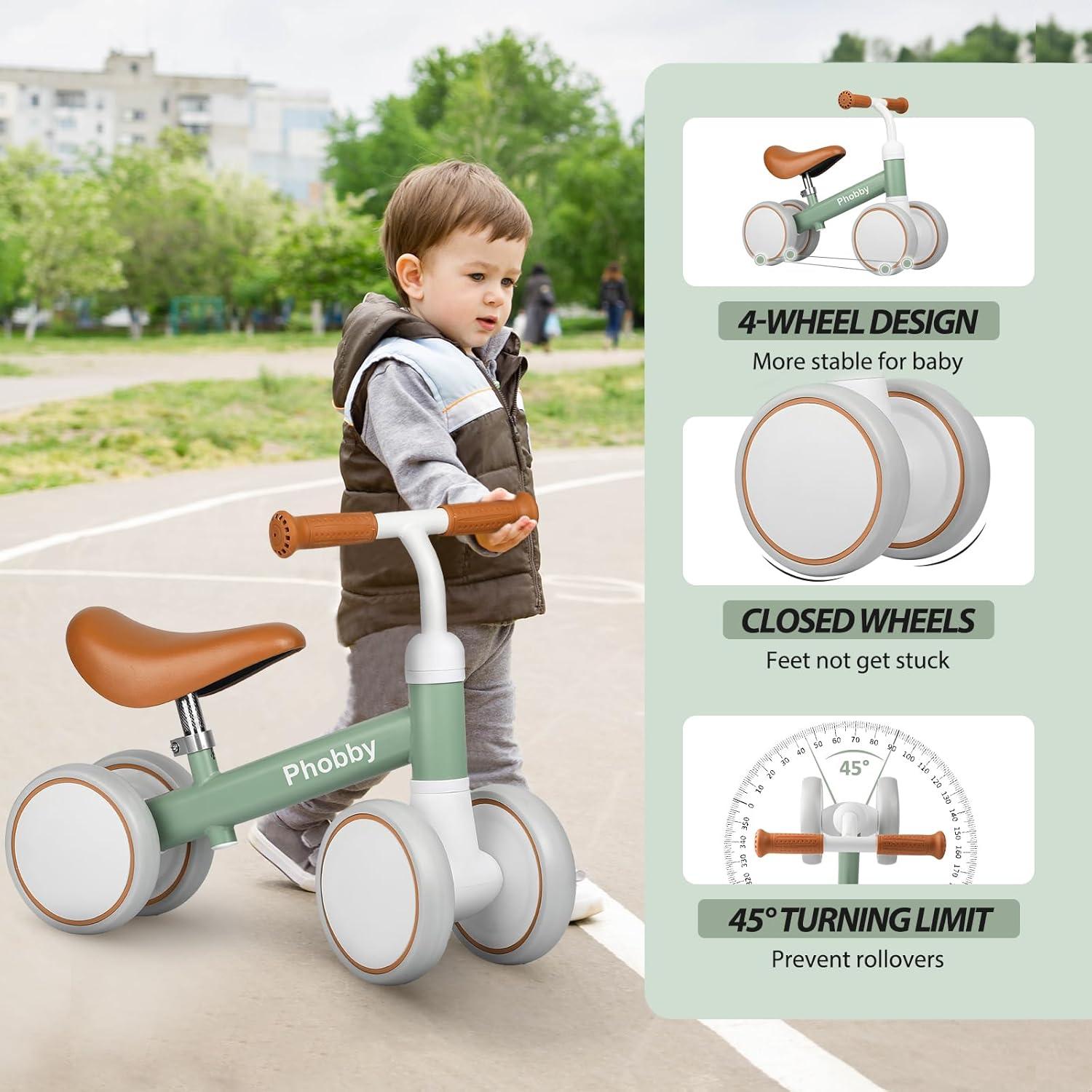 Bicicleta de Equilibrio Phobby para Bebés 1-2 Años Verde