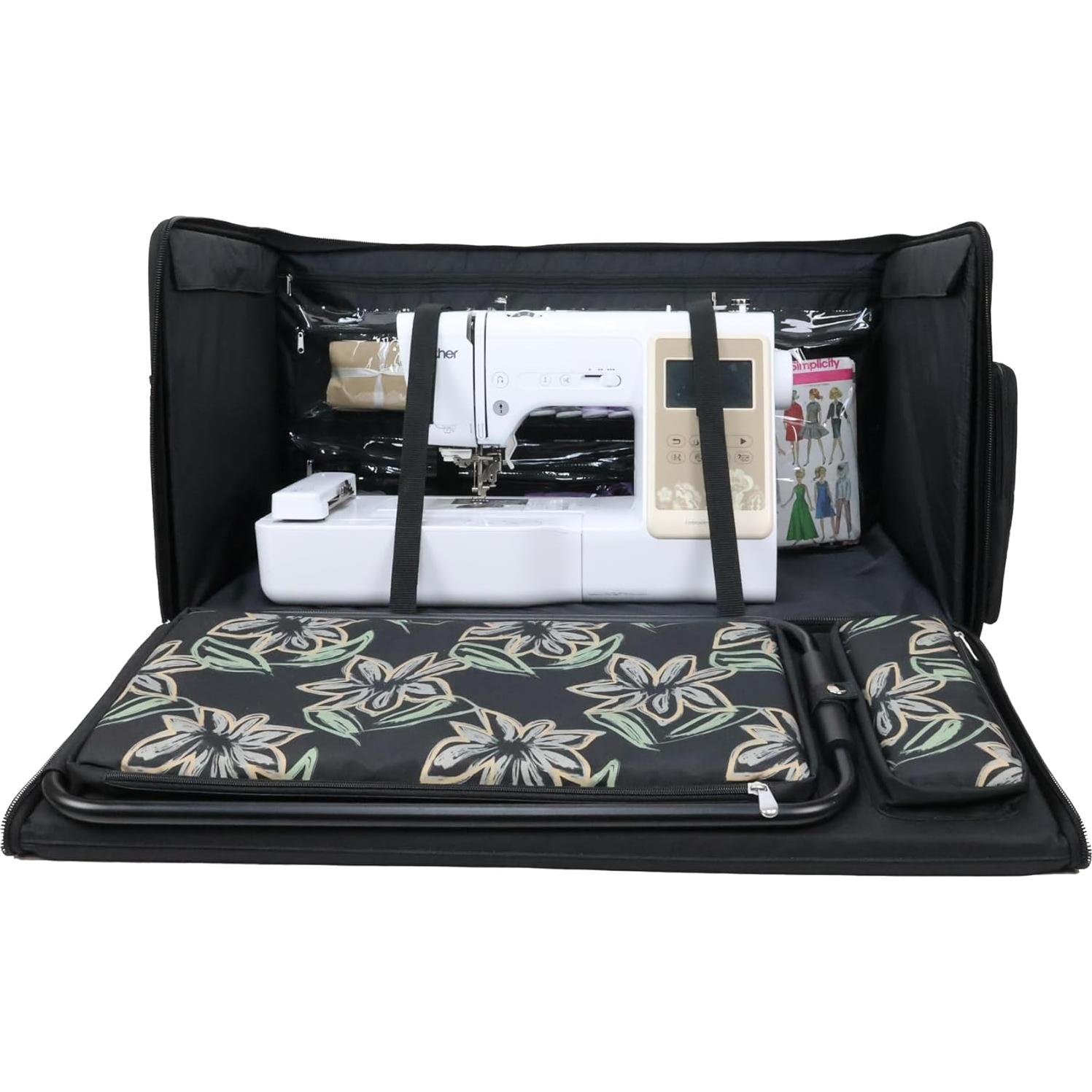 Estuche de Máquina de Coser Todo Mary Jumbo Floral Negro