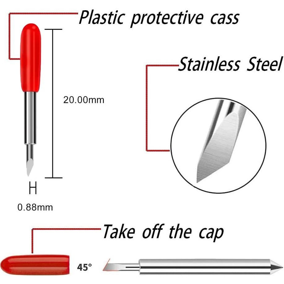 30 Cuchillas de Corte Estándar 45 Grados AUNKZL para Vinilo