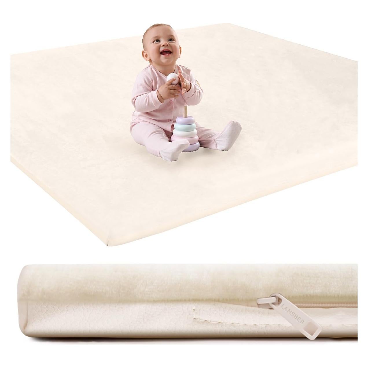 Alfombra de Juego Acolchada 127x127 cm Beige PU Franela