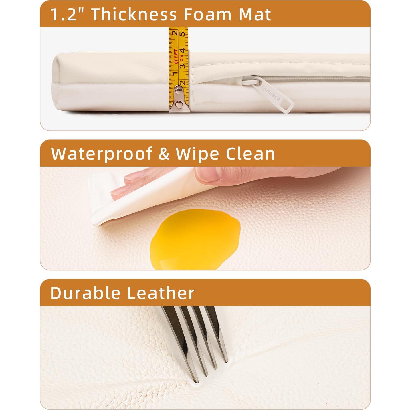 Alfombra de Juego Acolchada 127x127 cm Beige PU Franela