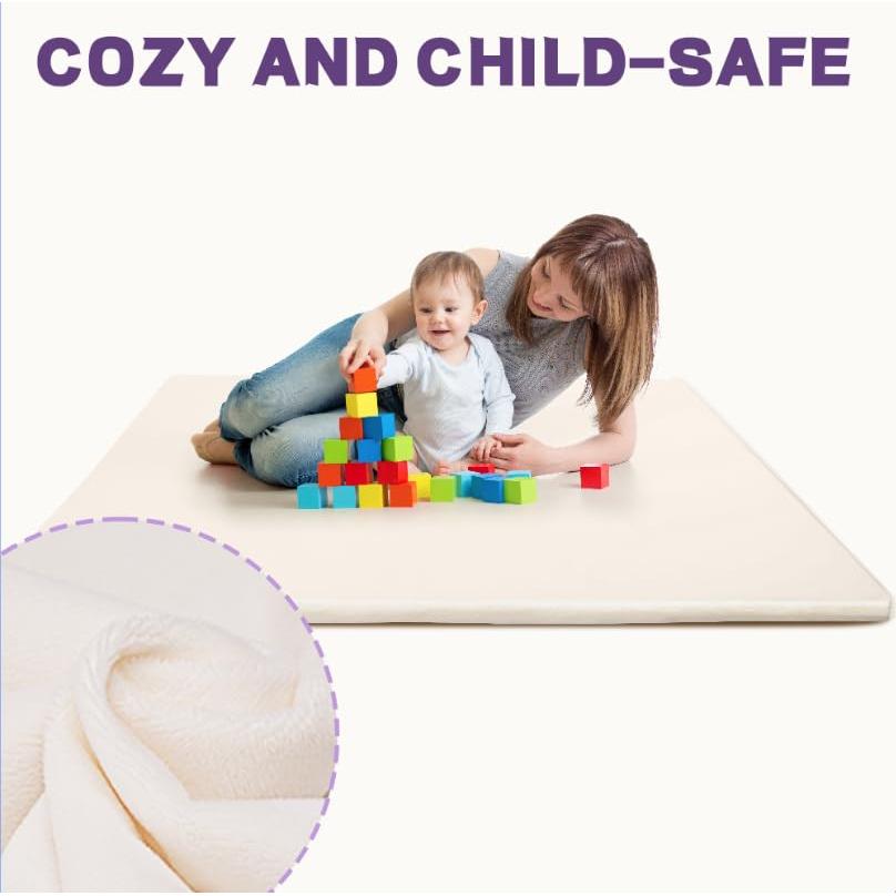 Alfombra de Juego Acolchada 127x127 cm Beige PU Franela