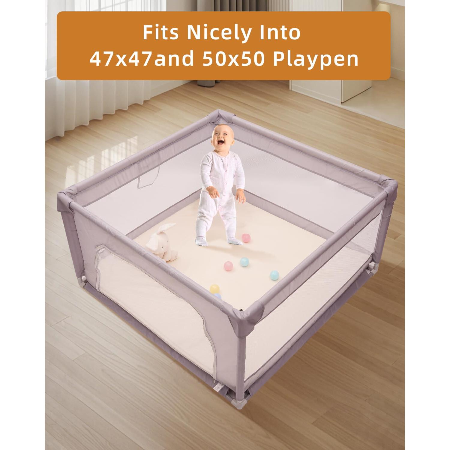 Alfombra de Juego Acolchada 127x127 cm Beige PU Franela