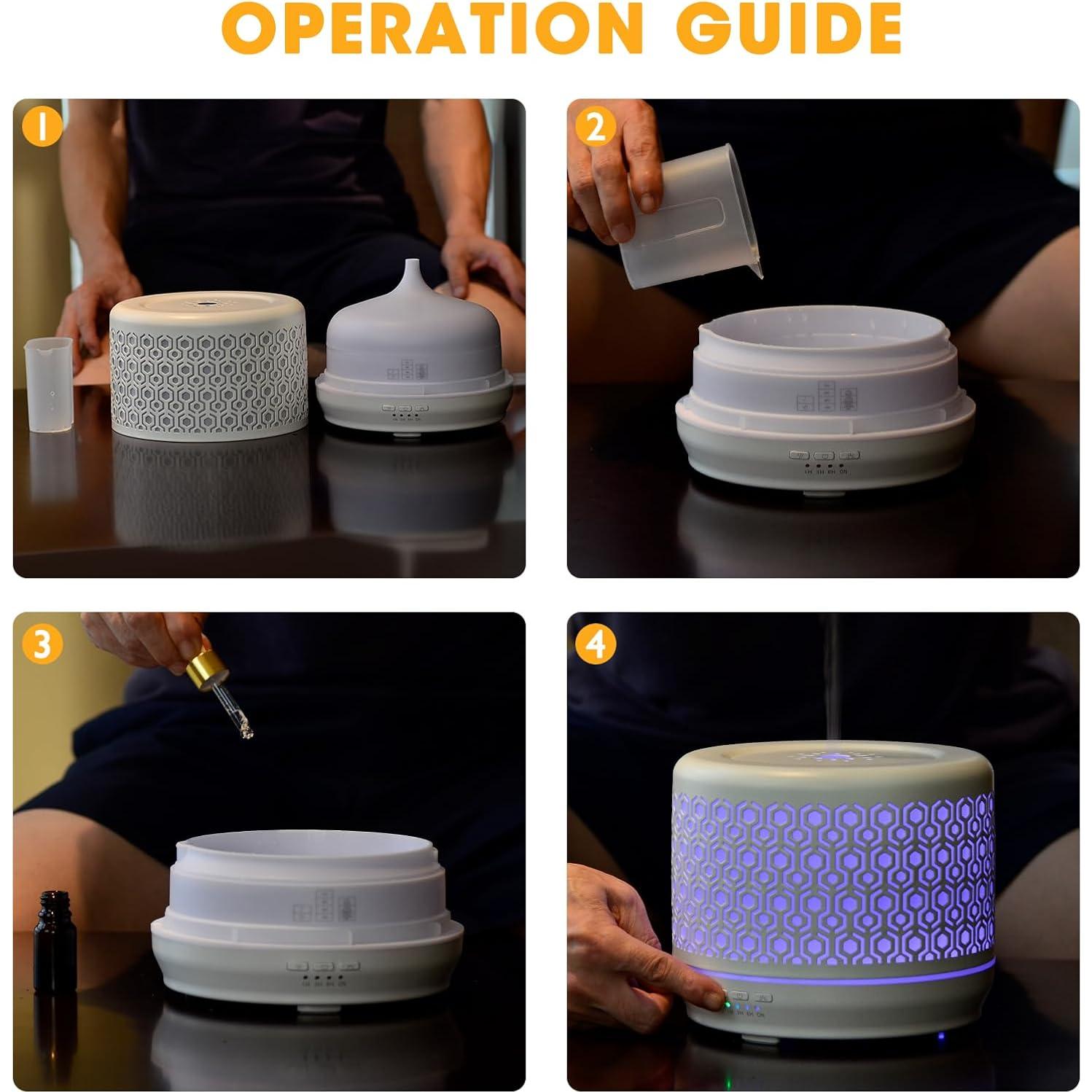 Difusor de Aceite Esencial KAKODA 500ml Ultrasonido Negro