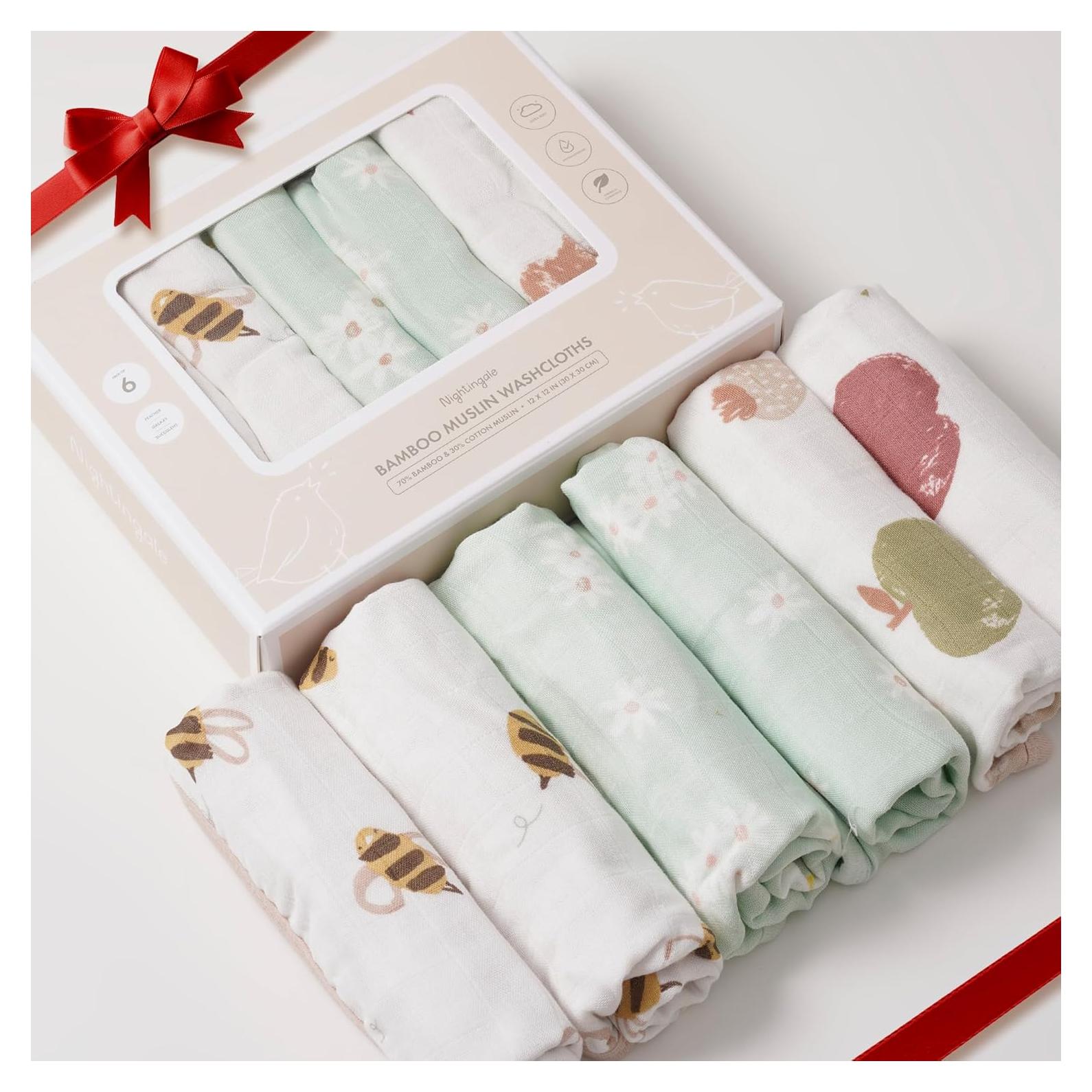 Toallitas de Baño Orgánicas Nightingale 30x30 cm - Paquete de 6