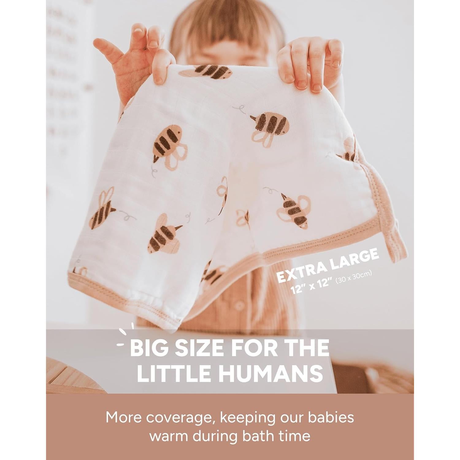 Toallitas de Baño Orgánicas Nightingale 30x30 cm - Paquete de 6