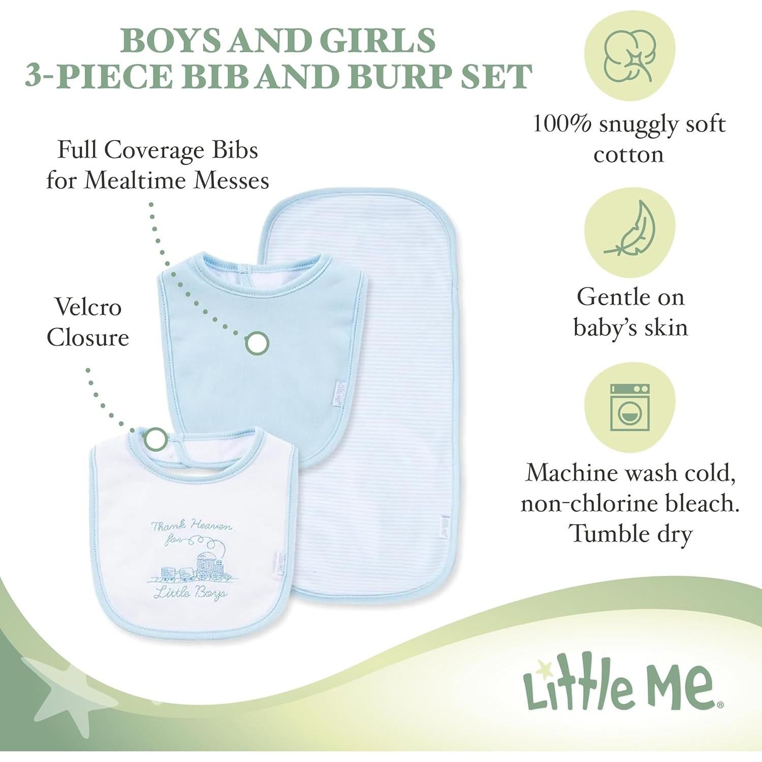 Set de Baberos y Paño para Eructar Little Me Algodón Azul