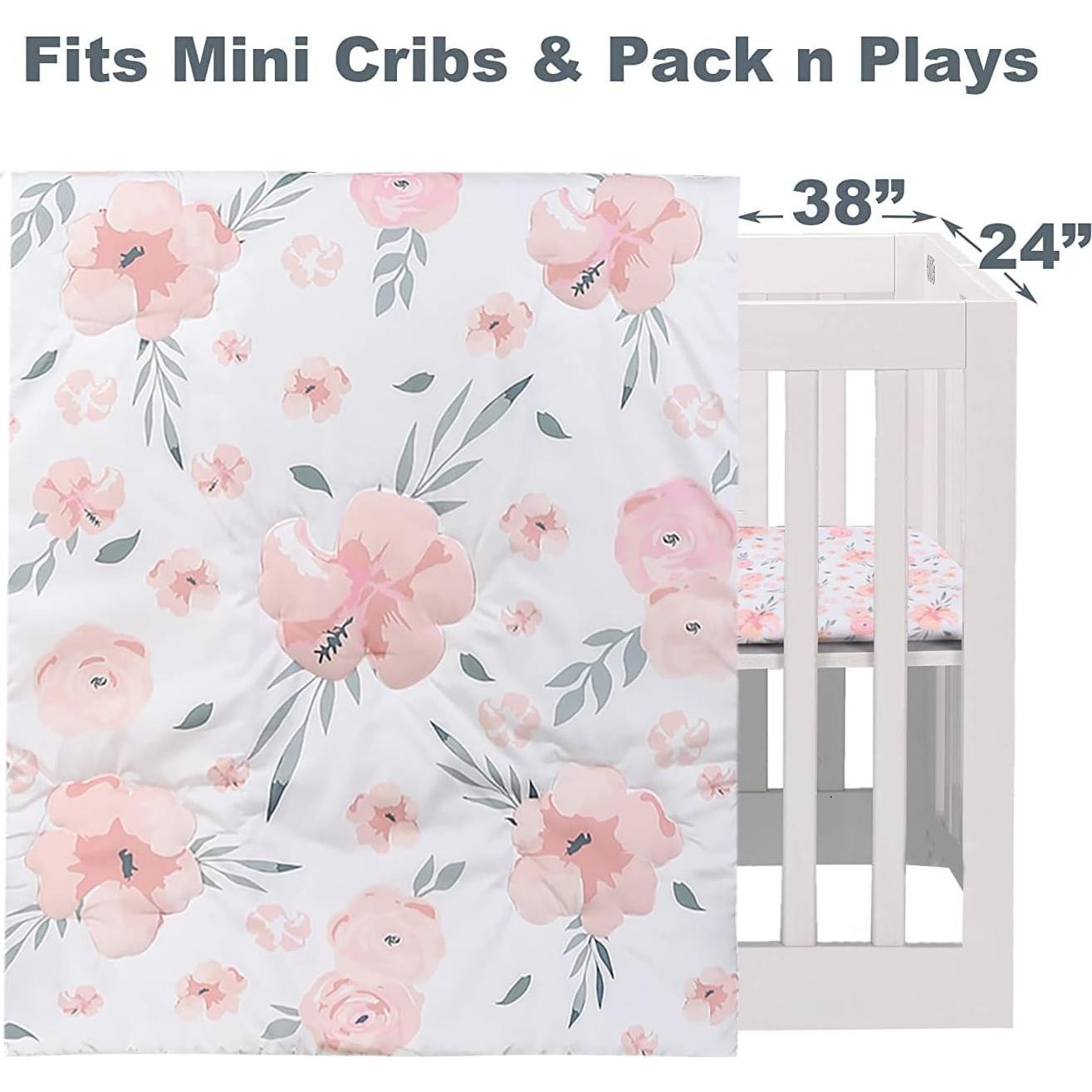 Juego de Ropa de Cuna Mini 3 Piezas PINNKKU Floral