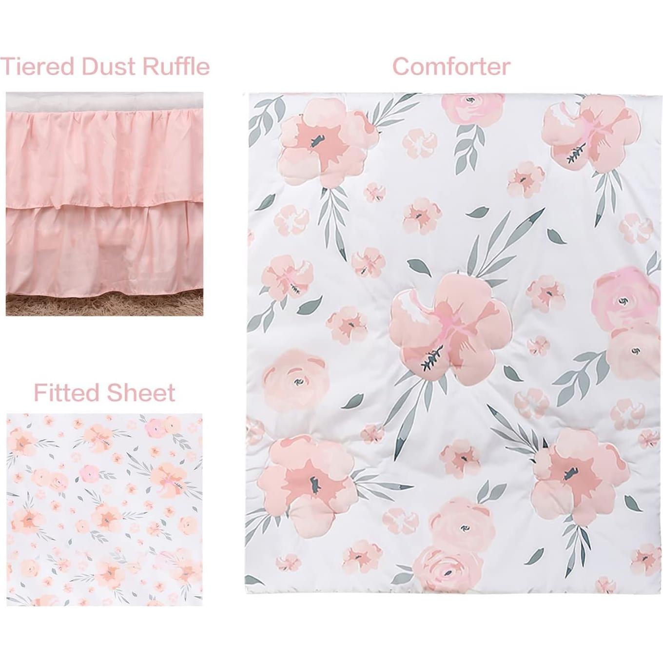 Juego de Ropa de Cuna Mini 3 Piezas PINNKKU Floral