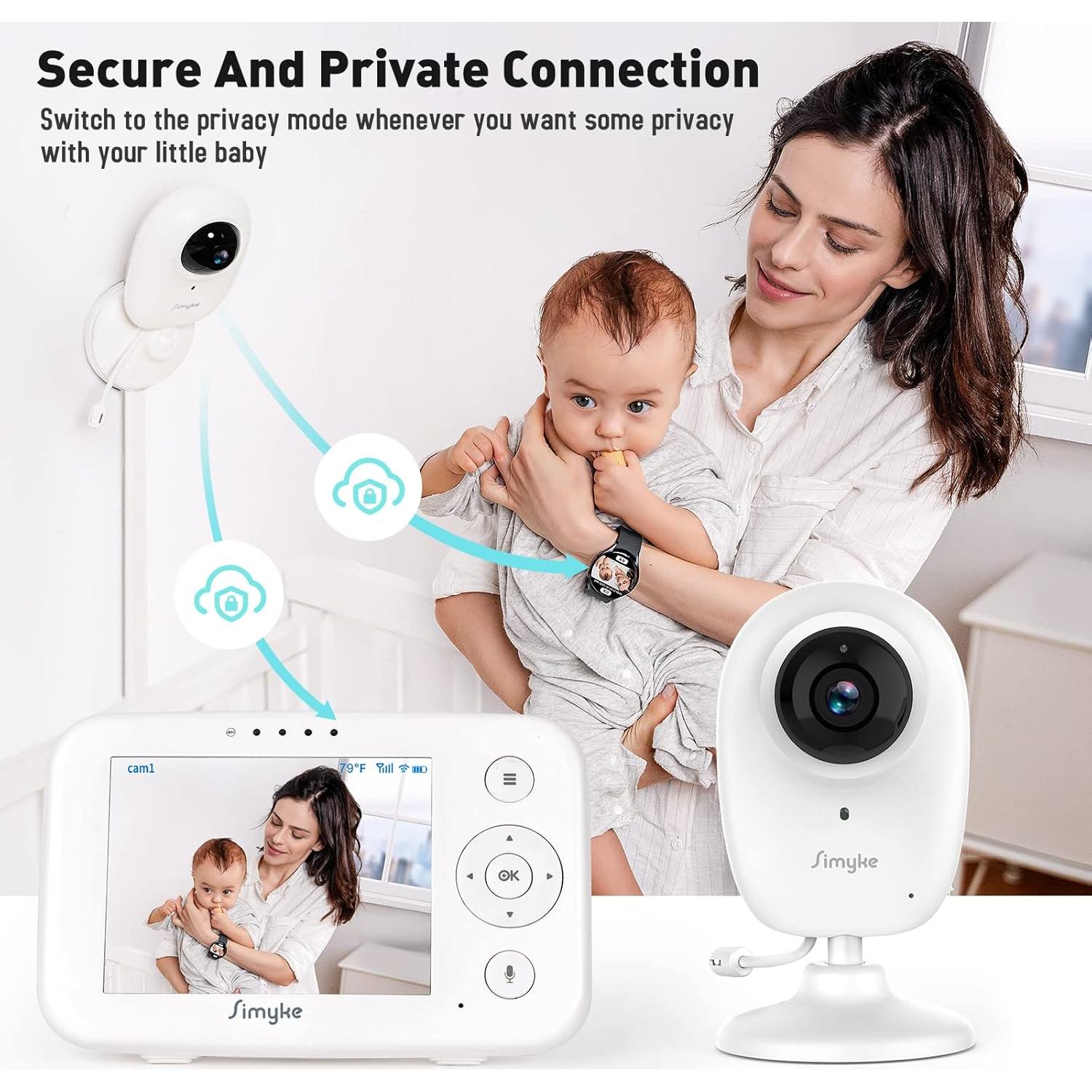 Monitor de Bebé Simyke BM2Se con Cámara 1080P y WiFi