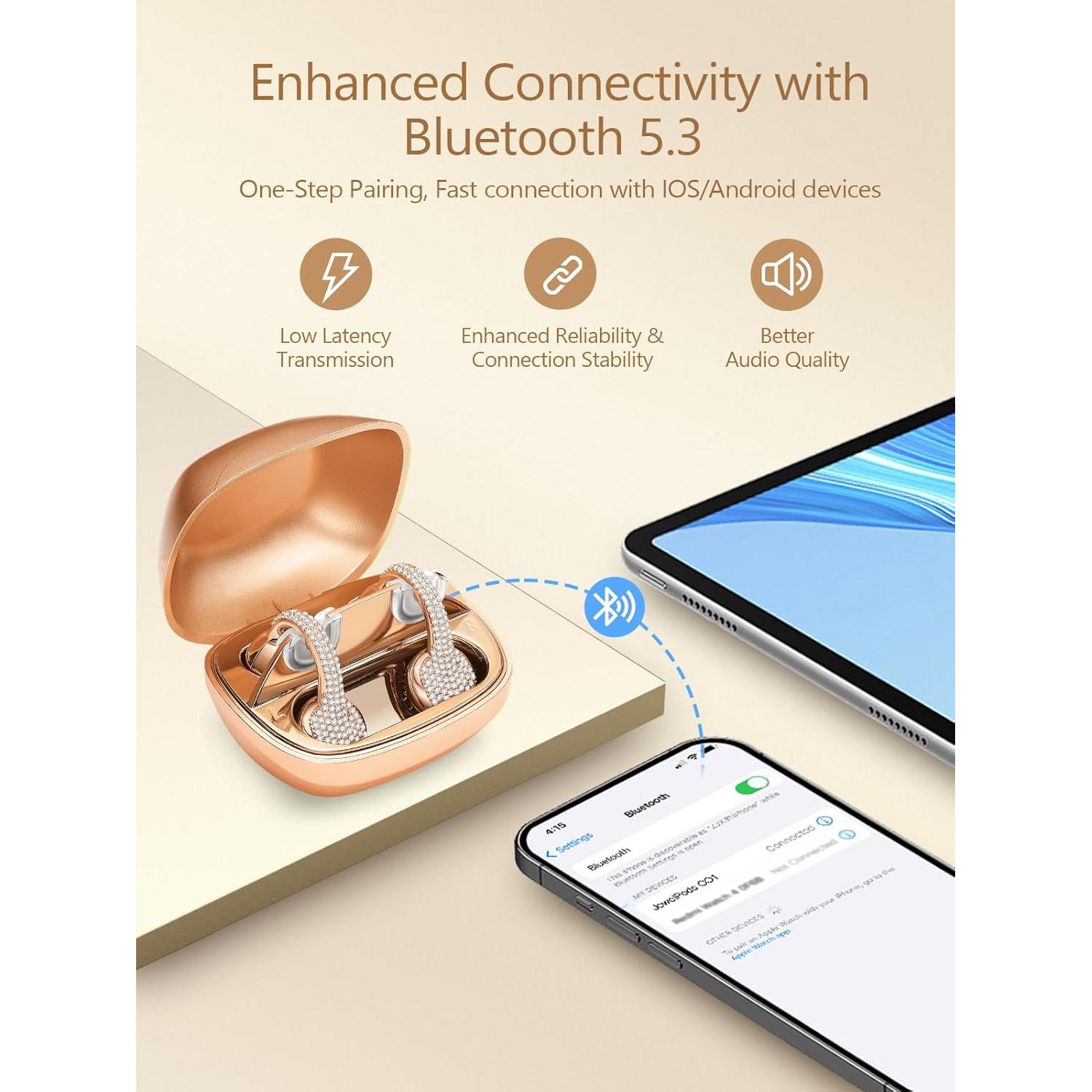 Auriculares Inalámbricos JewelPods C01 Oro Rosa, 72H Batería