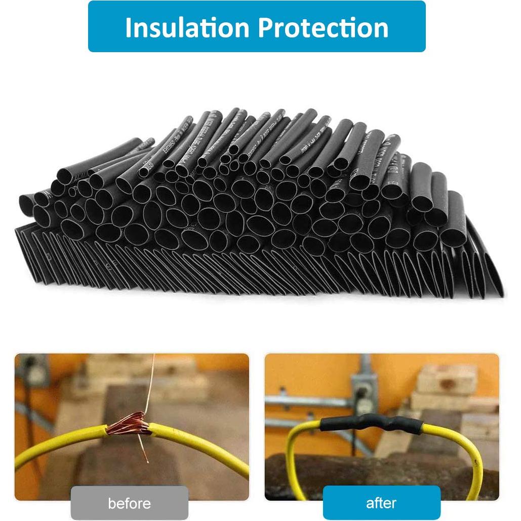 Kit 650 Tubos Termoretráctiles Negros innhom 2:1 Aislantes