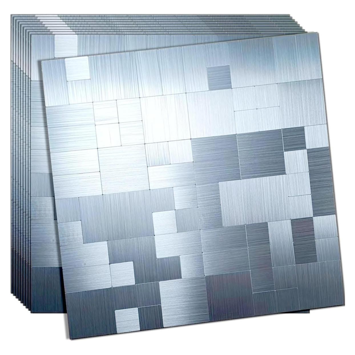 Azulejo Mosaico Autoadhesivo Weimeisc 30x30 cm Acero Inoxidable