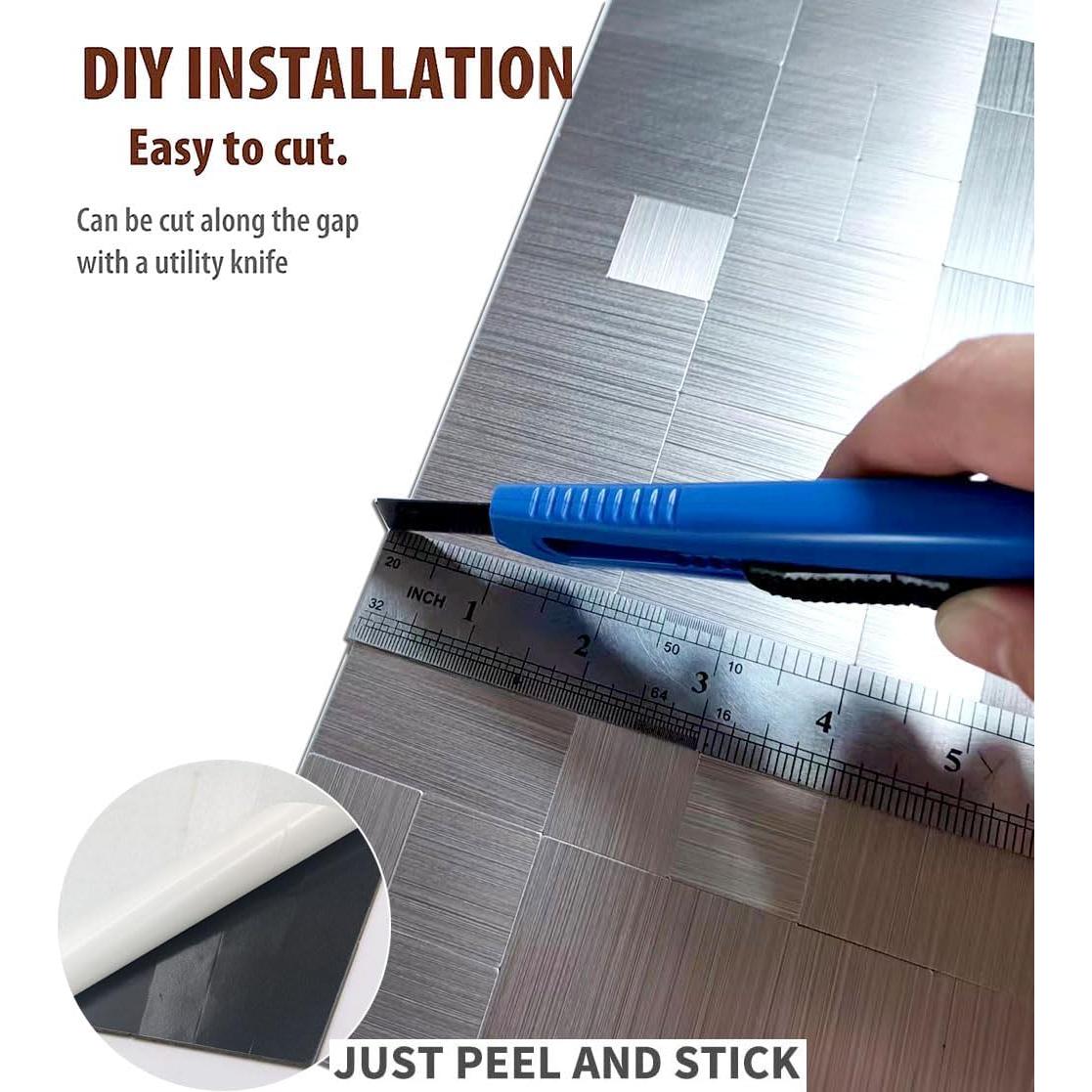 Azulejo Mosaico Autoadhesivo Weimeisc 30x30 cm Acero Inoxidable