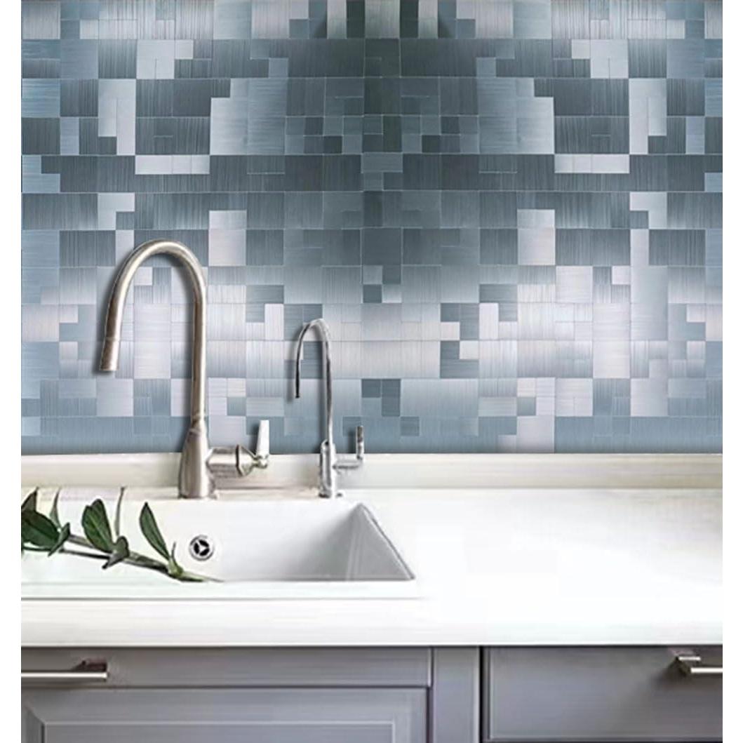 Azulejo Mosaico Autoadhesivo Weimeisc 30x30 cm Acero Inoxidable