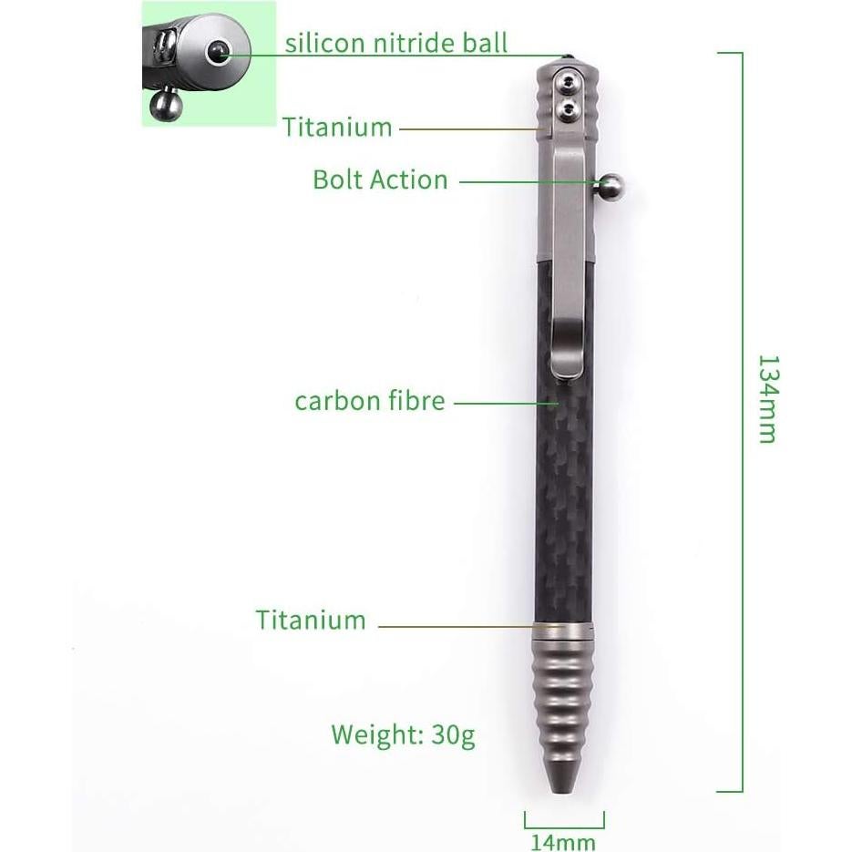 Bolígrafo Táctico TACRAY de Titanio y Carbono EDC Gris