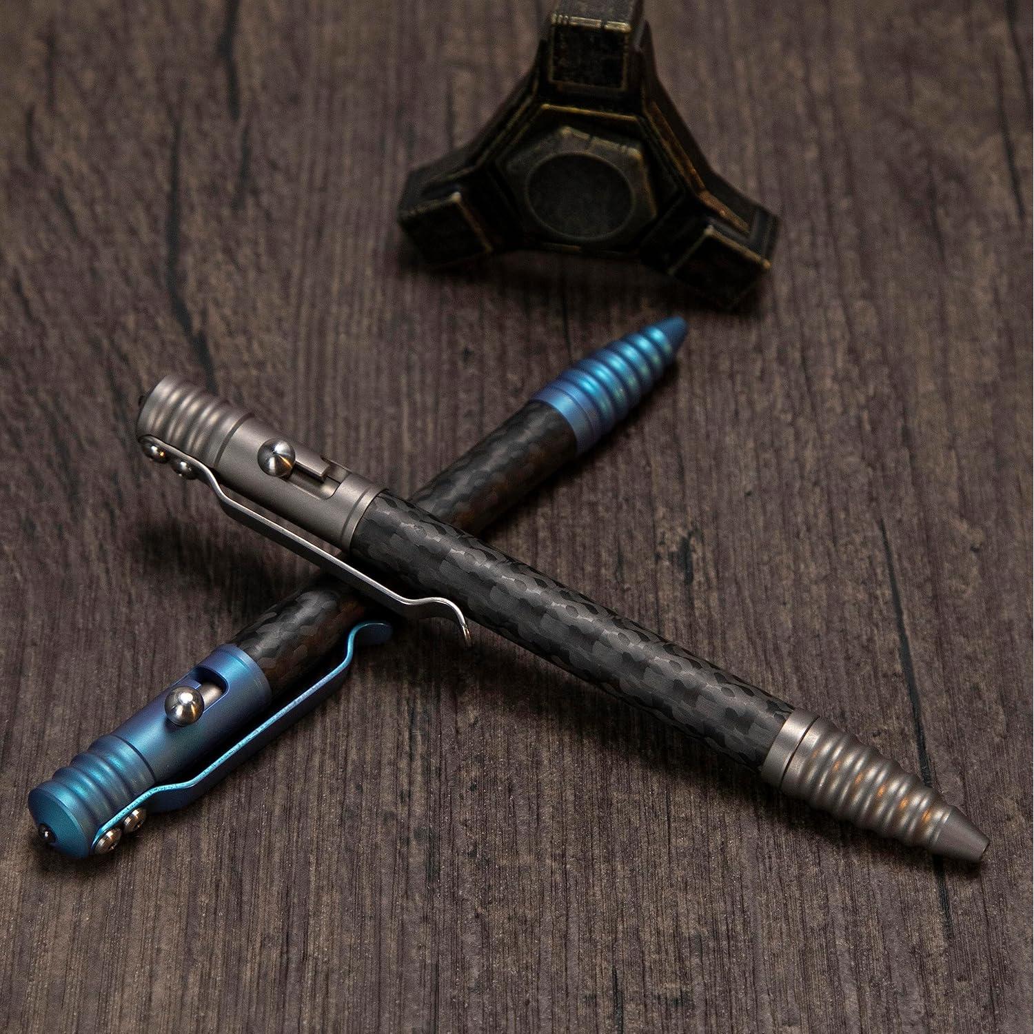 Bolígrafo Táctico TACRAY de Titanio y Carbono EDC Gris