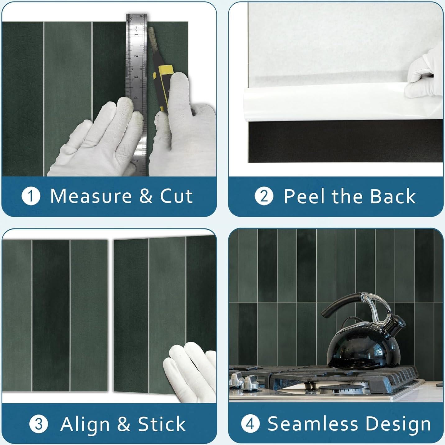 Azulejos de Respaldo Autoadhesivos Sunwings 16 Piezas 23x23cm Verde