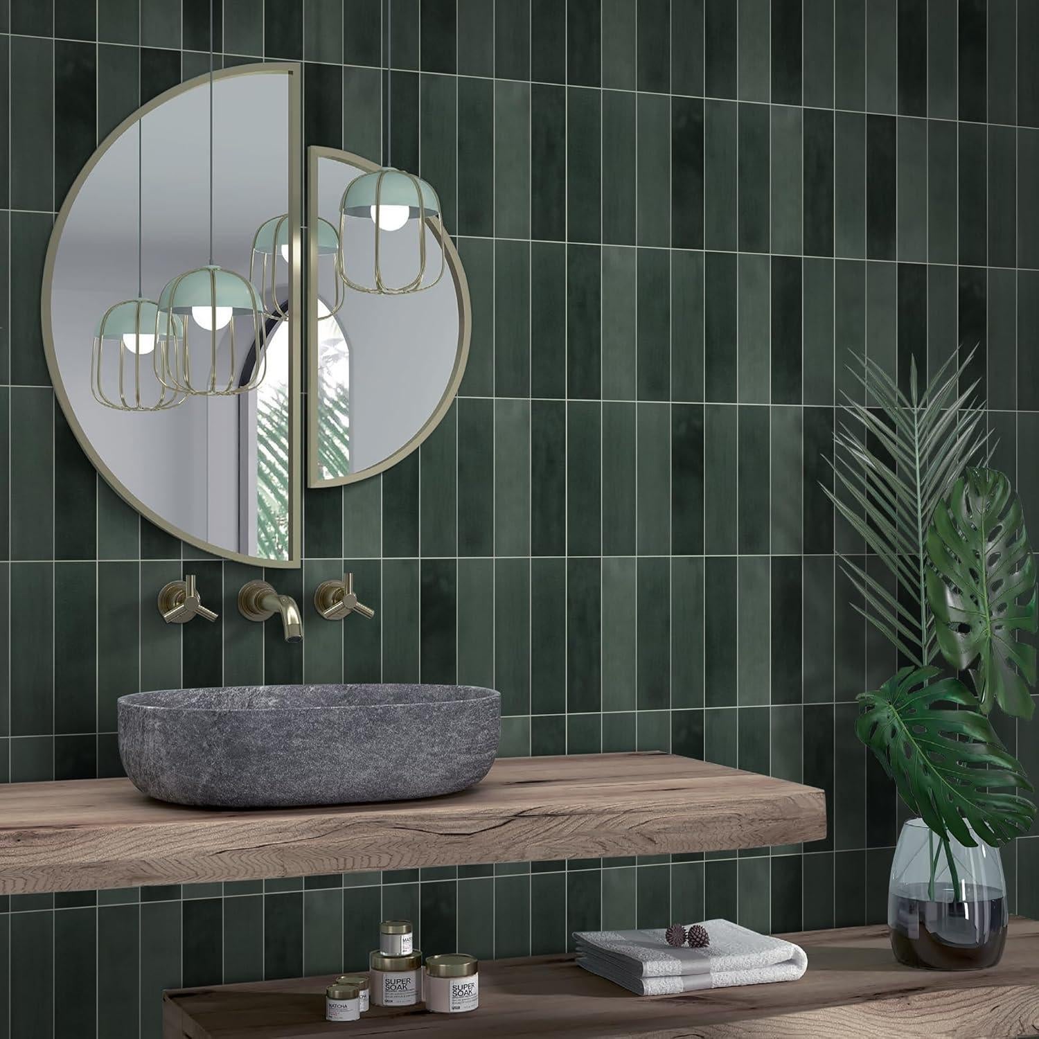 Azulejos de Respaldo Autoadhesivos Sunwings 16 Piezas 23x23cm Verde