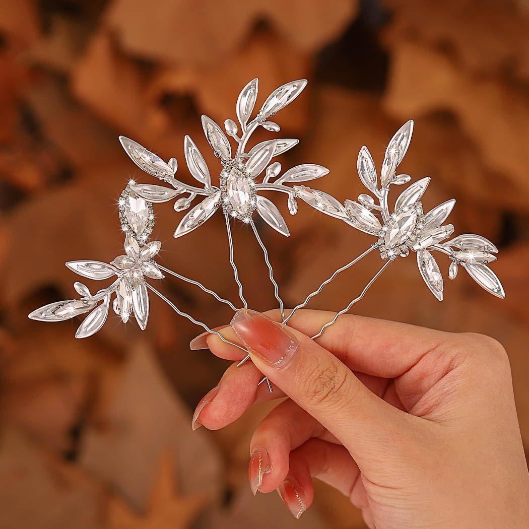 Pinzas de Pelo de Novia JAKAWIN con Cristales Plata 10x6 cm
