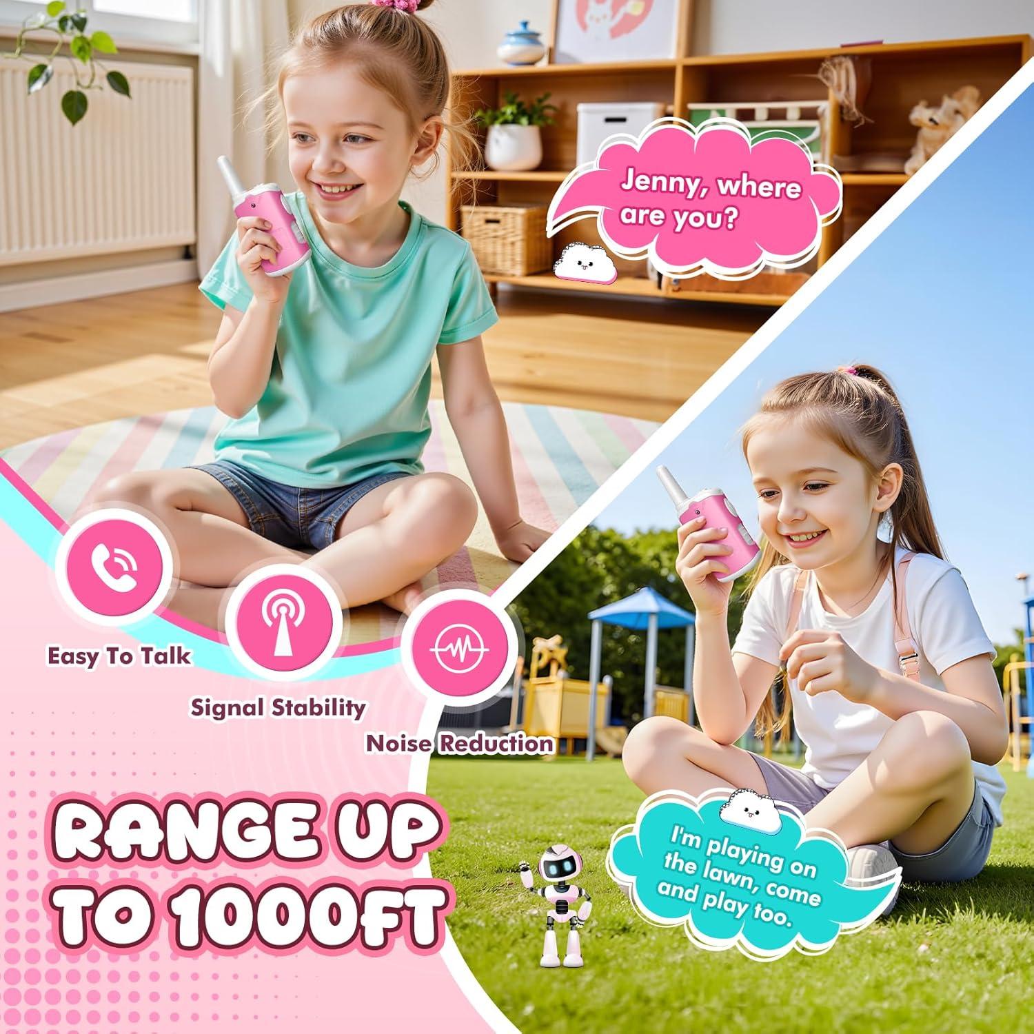 Walkie Talkies Rosa 2 Paquete Comedyfun para Niñas 3-8 Años