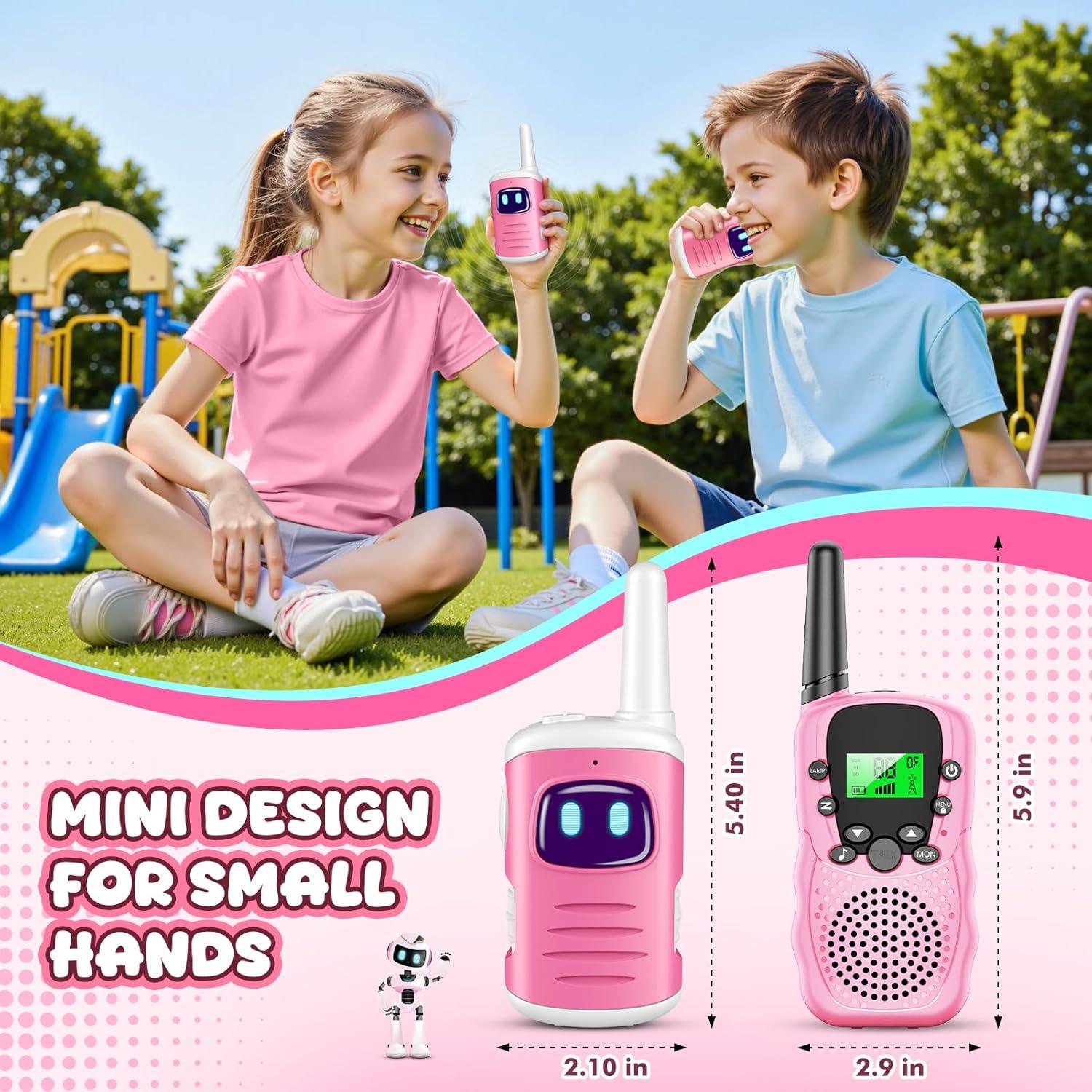 Walkie Talkies Rosa 2 Paquete Comedyfun para Niñas 3-8 Años