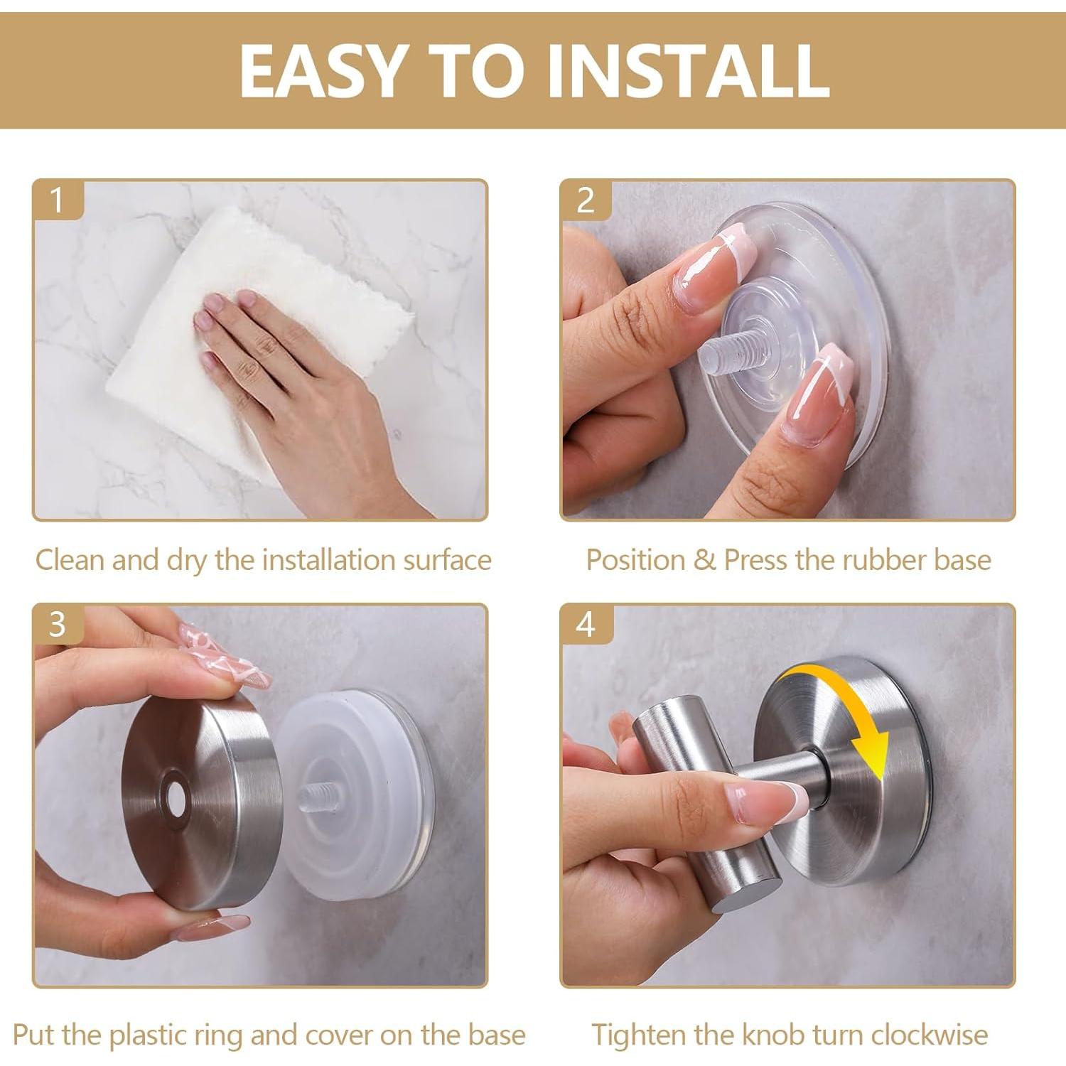 Ganchos de Toalla MNGD de Succión para Ducha 2 Piezas Níquel