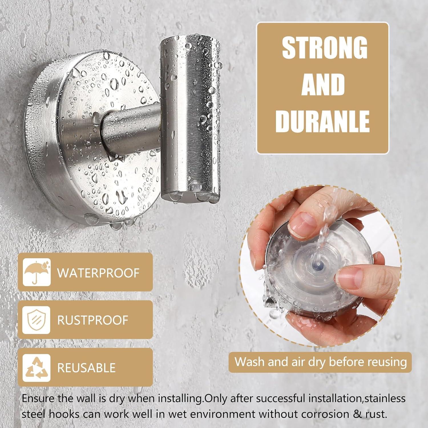 Ganchos de Toalla MNGD de Succión para Ducha 2 Piezas Níquel