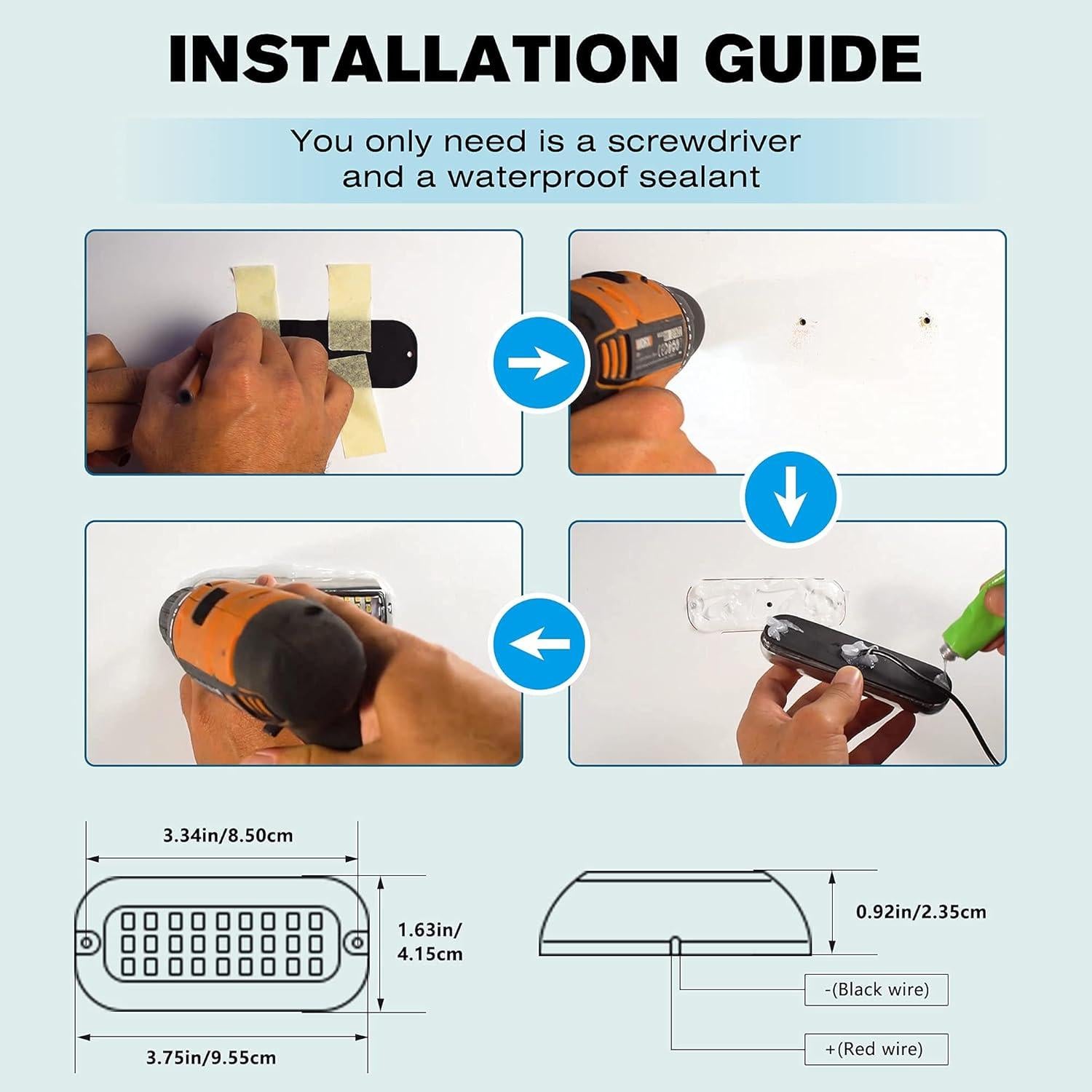 Luz LED Marina BASIKER BS1 1200LM IP68 Acero Inoxidable