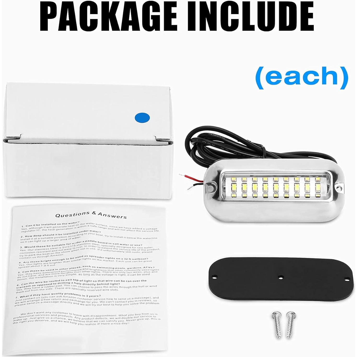 Luz LED Marina BASIKER BS1 1200LM IP68 Acero Inoxidable