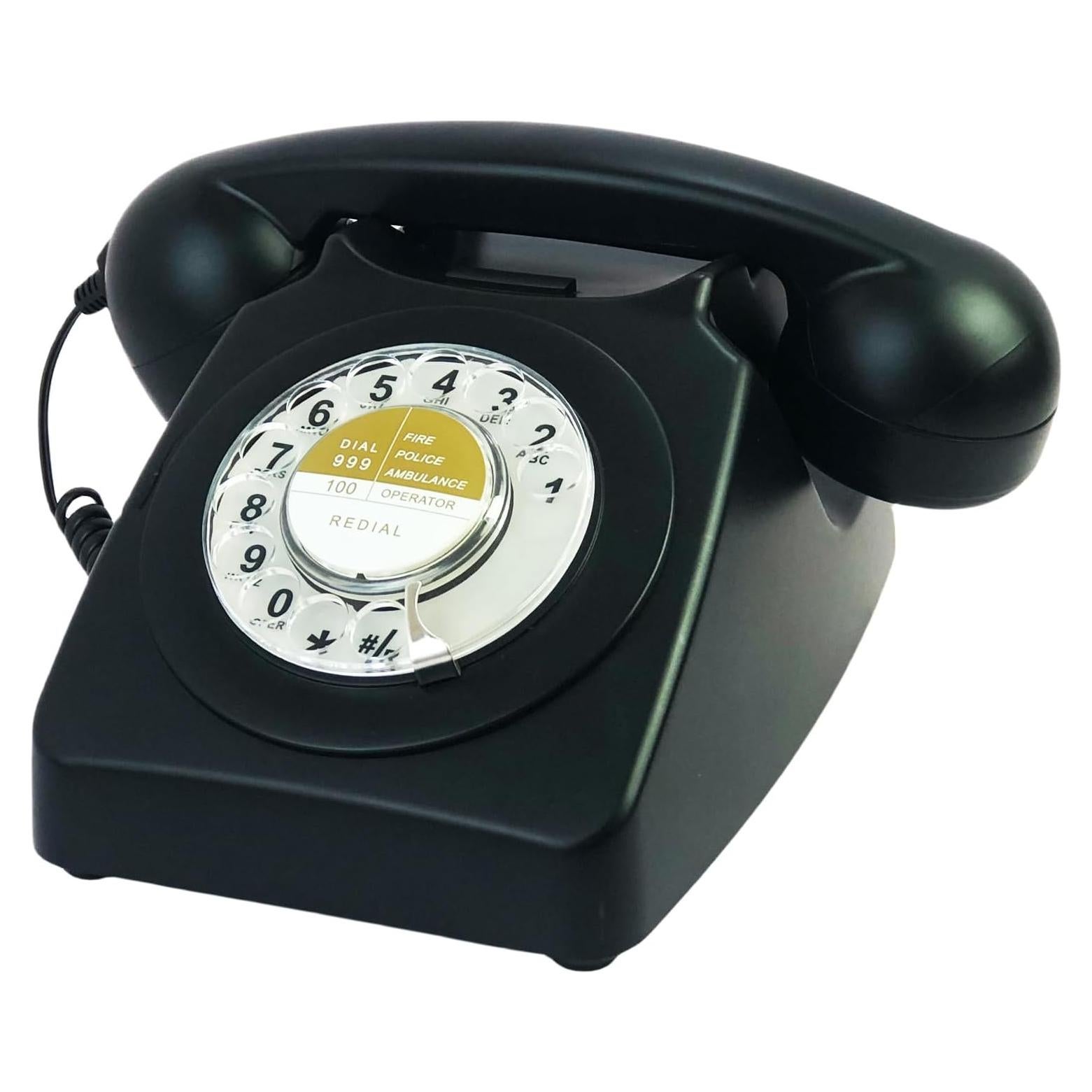 Teléfono de línea fija retro Benotek 8007 negro 80s