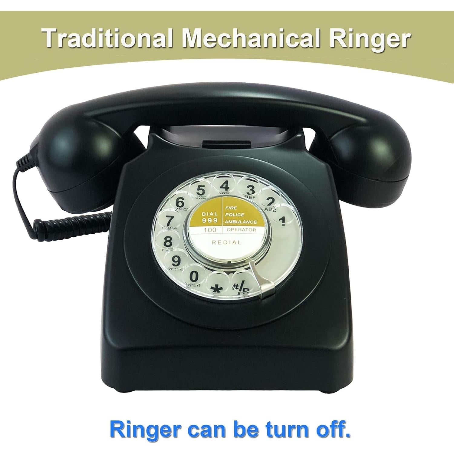 Teléfono de línea fija retro Benotek 8007 negro 80s