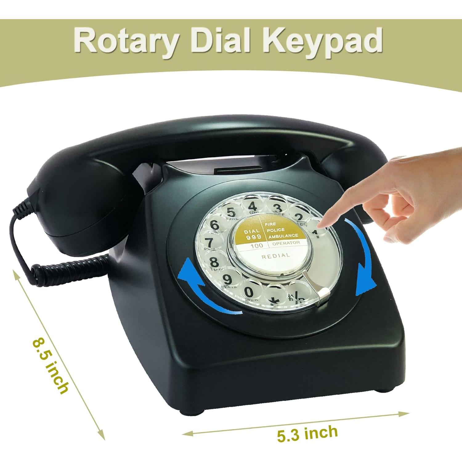 Teléfono de línea fija retro Benotek 8007 negro 80s