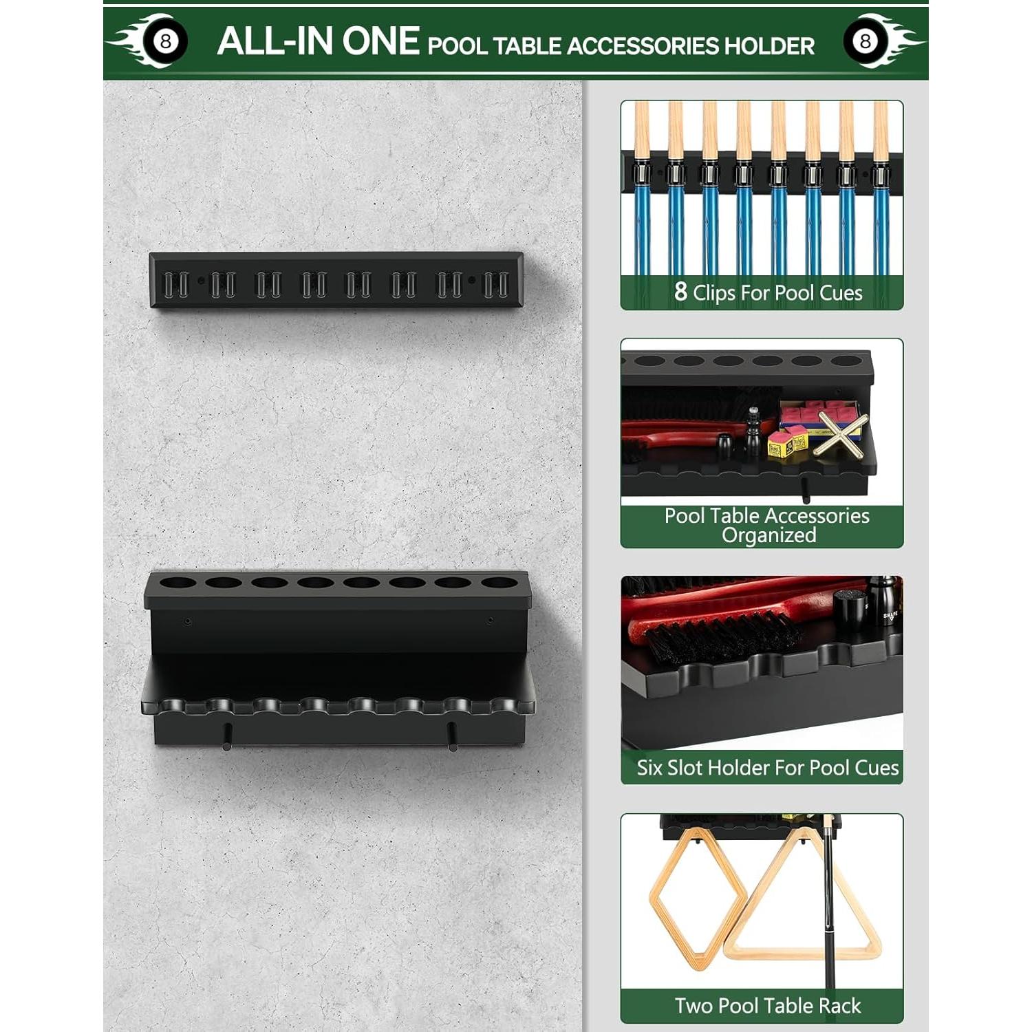 Soporte de Palos de Billar de Pared EXTCCT para 8 Palos - Madera de Roble