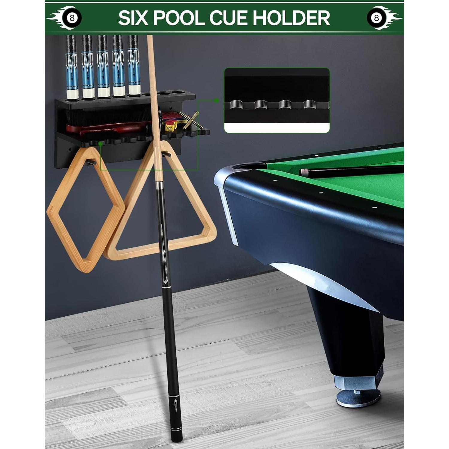 Soporte de Palos de Billar de Pared EXTCCT para 8 Palos - Madera de Roble