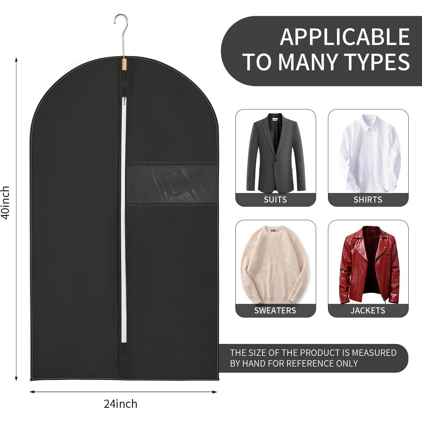 6 Bolsas de Ropa HWAJAN 61x102 cm Tela No Tejida Negra