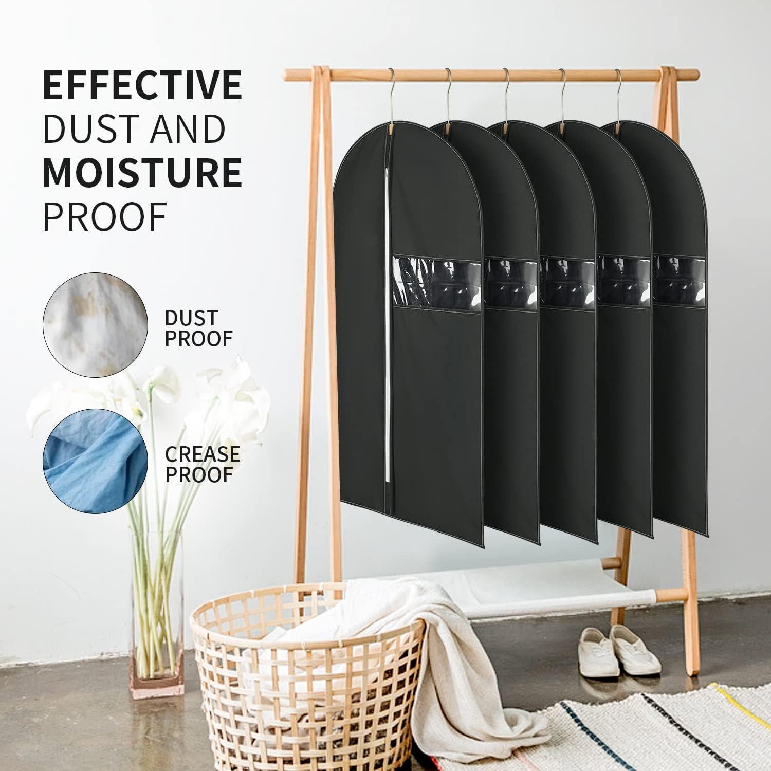 6 Bolsas de Ropa HWAJAN 61x102 cm Tela No Tejida Negra