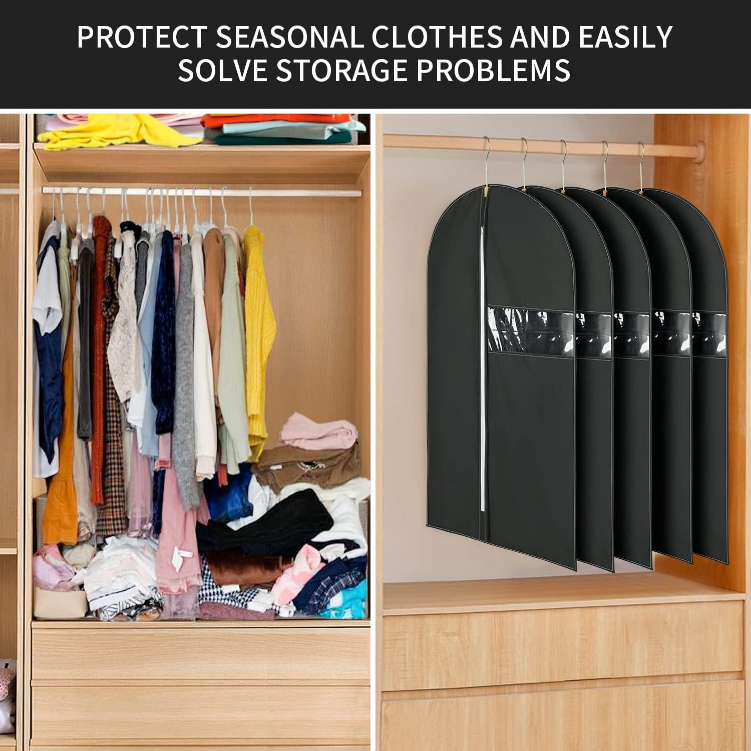 6 Bolsas de Ropa HWAJAN 61x102 cm Tela No Tejida Negra