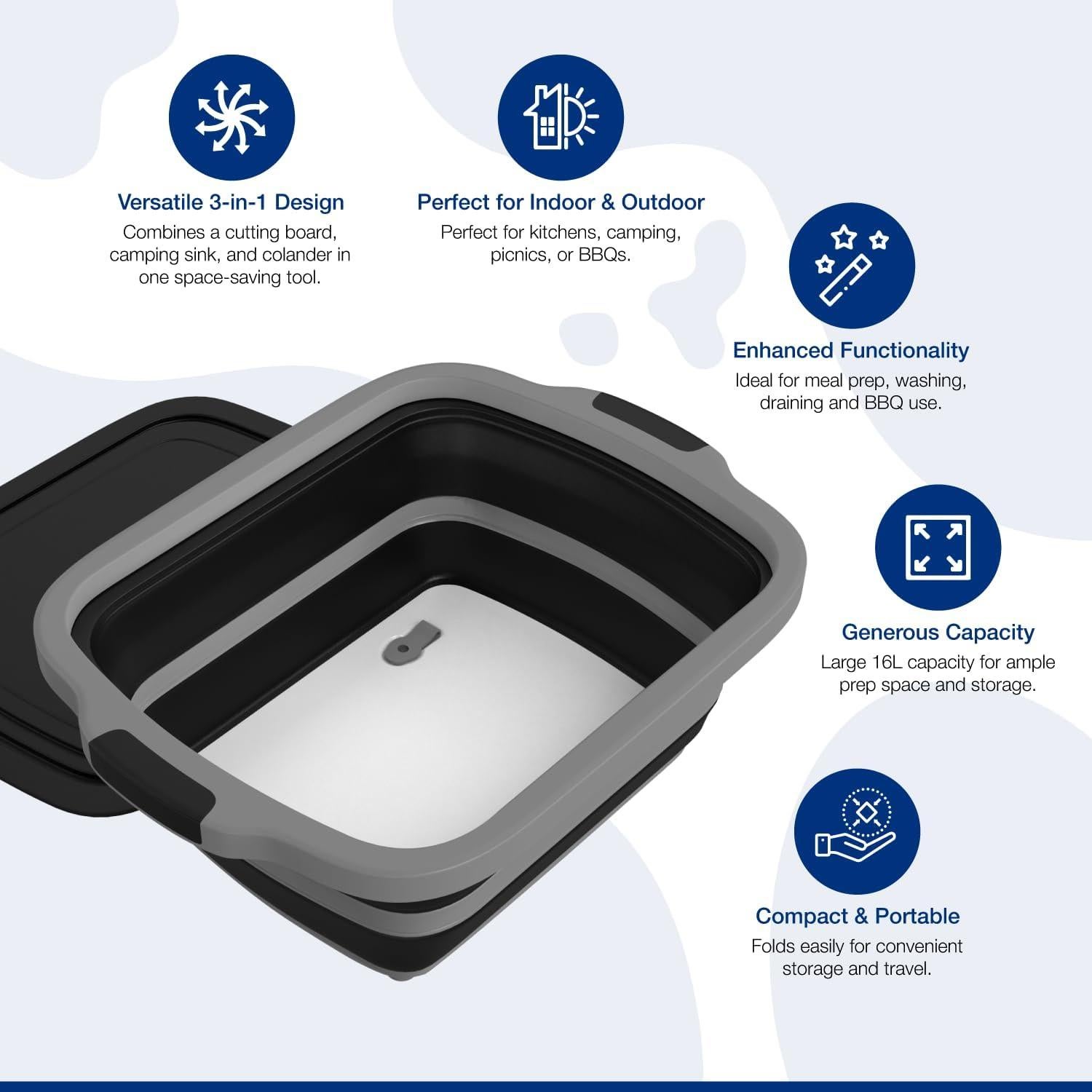 Paquete de 2 Tinas de BBQ Plegables COSPARX 48.3x35.6cm