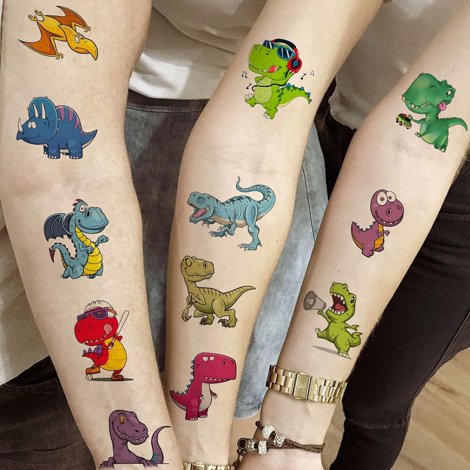 50 Tatuajes Temporales Dinosaurios TASROI 4.6x4.6cm Para Niños