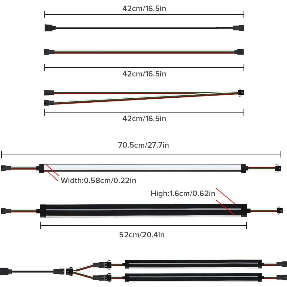 Tiras LED RGB direccionables BTF-LIGHTING 48.26cm 2PCs