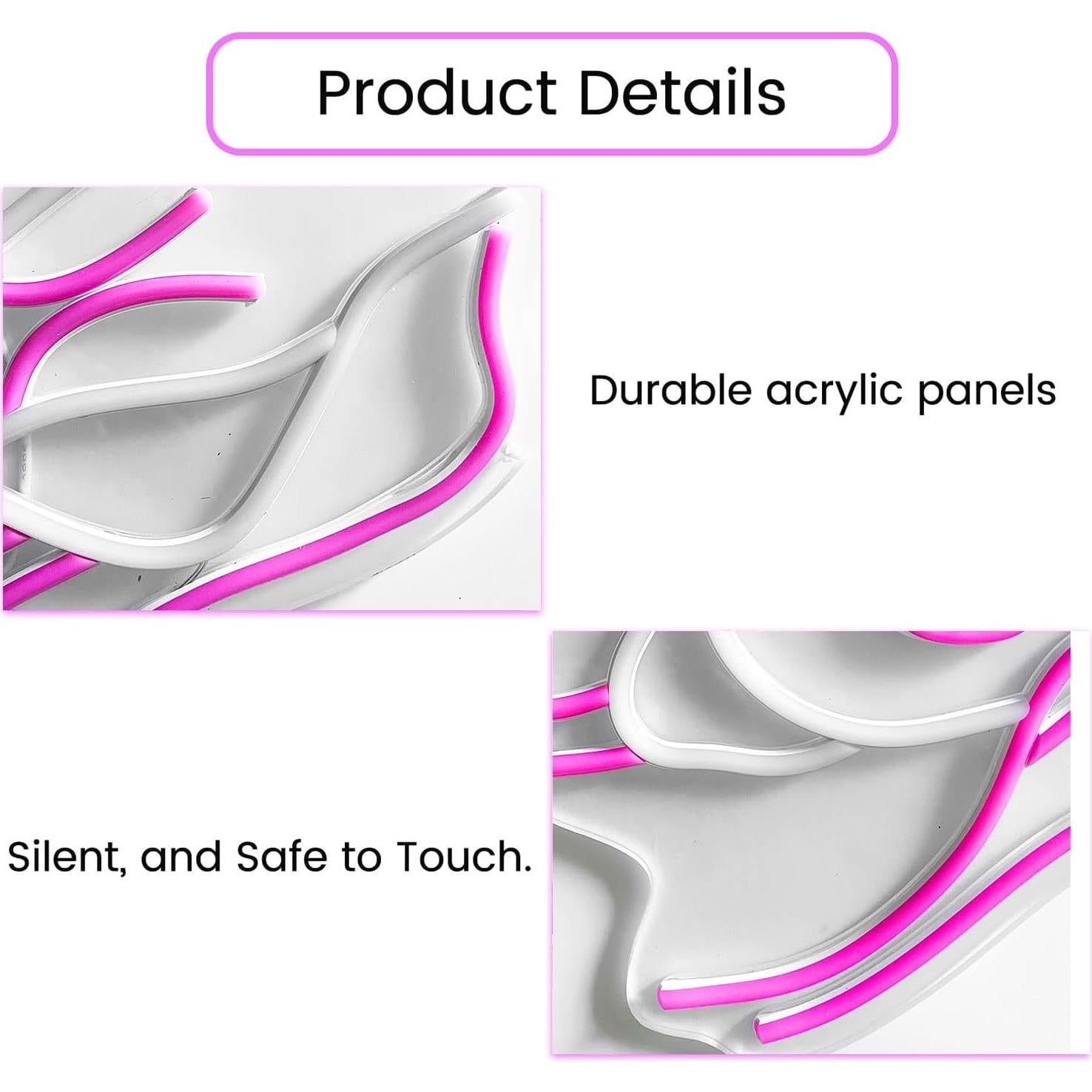 Letrero de Neón LED Auspical Mano con Uñas Rosadas 30x40cm